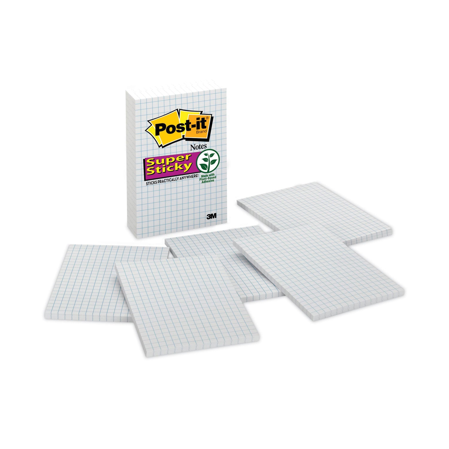 600 x White - 4" Flag/Note Width x 6" Flag/Note Length - Rectangle - 50 Sheets per Pad - Grid - White - Paper - Self-adhesive, Repositionable - 6 / Pack