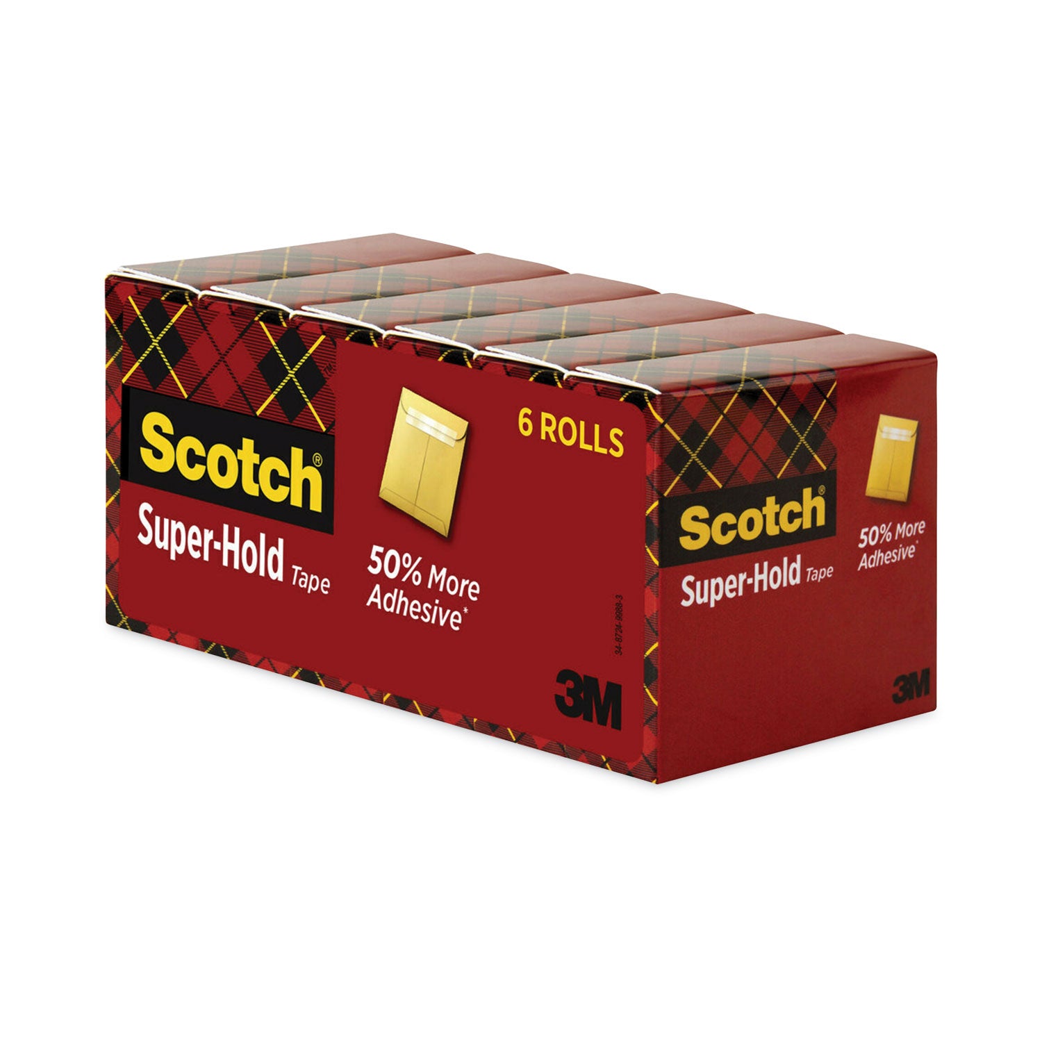 Scotch Super-Hold Tape, 0.75" x 27.78 yd, Clear, Matte Acetate, Synthetic Acrylic Adhesive, Dispenser Included, Moisture Resistant, 24 Pack