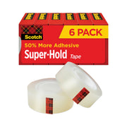 Scotch Super-Hold Tape, 0.75" x 27.78 yd, Clear, Matte Acetate, Synthetic Acrylic Adhesive, Dispenser Included, Moisture Resistant, 24 Pack