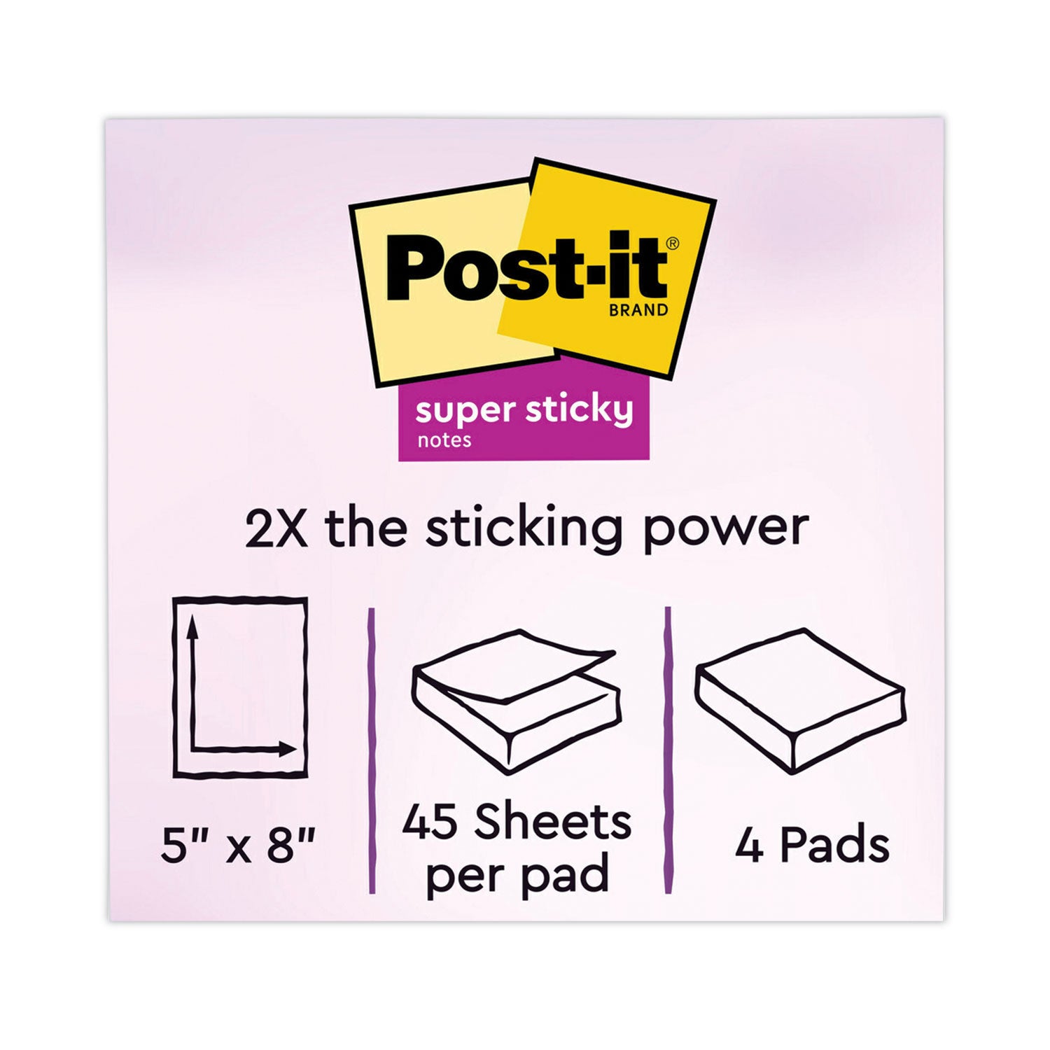 Post-it&reg; Super Sticky Lined Notes - Energy Boost Color Collection - 180 - 5" Flag/Note Width x 8" Flag/Note Length - Rectangle - 45 Sheets per Pad - Ruled - Vital Orange, Tropical Pink, Blue Paradise, Limeade - Paper - Self-adhesive - 4 / Pack