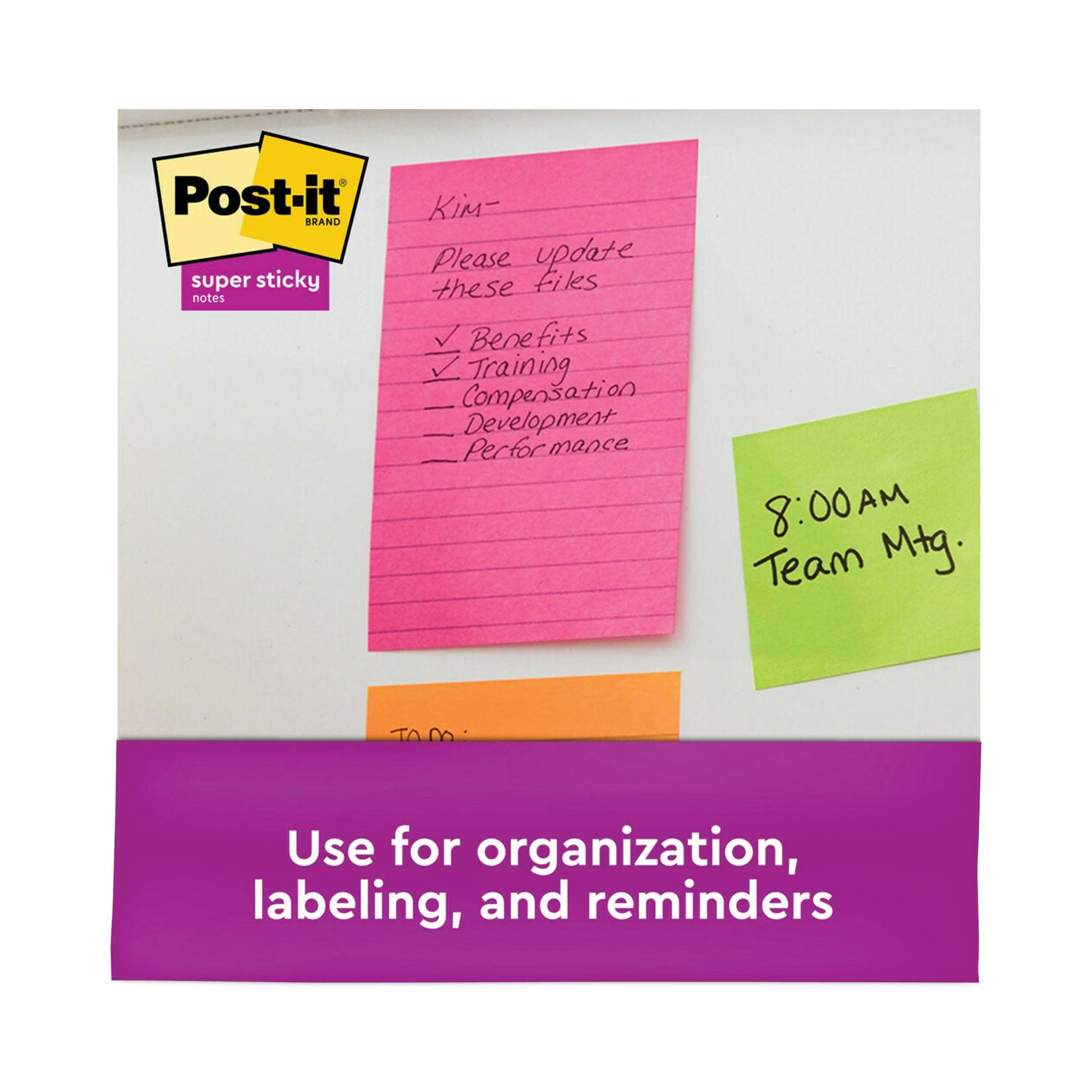 Post-it&reg; Super Sticky Lined Notes - Energy Boost Color Collection - 180 - 5" Flag/Note Width x 8" Flag/Note Length - Rectangle - 45 Sheets per Pad - Ruled - Vital Orange, Tropical Pink, Blue Paradise, Limeade - Paper - Self-adhesive - 4 / Pack