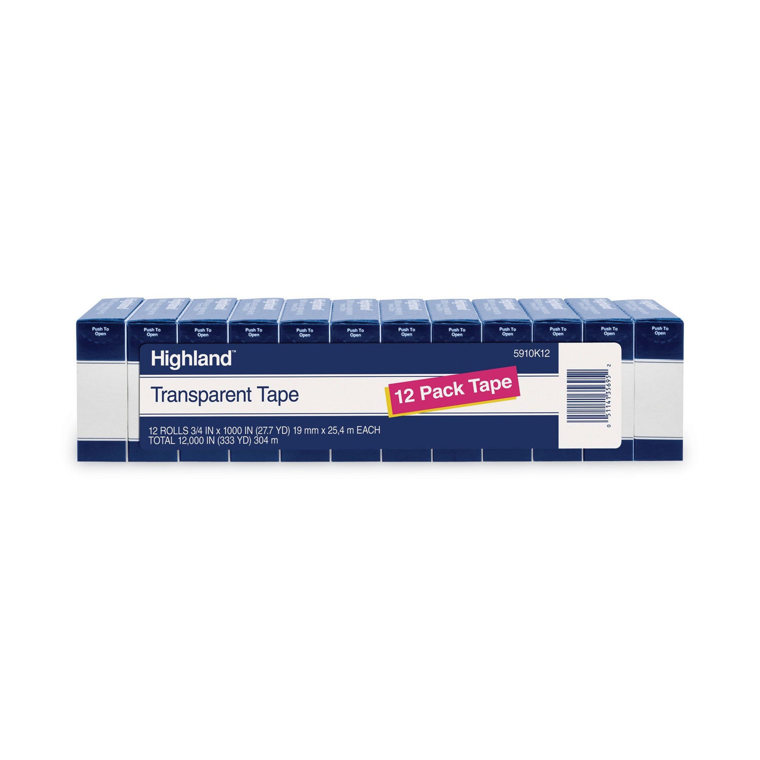27.78 yd Length x 0.75" Width - 1" Core - Transparent - Polypropylene Film - Acrylic Adhesive - Desktop Dispenser - For Packaging, Envelope, Mending, Sealing, Holding, Protecting - 12 / Pack