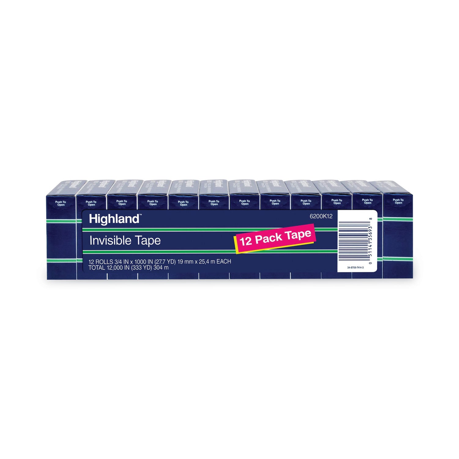 27.78 yd Length x 0.75" Width - 1" Core - Matte - Clear - For Office, Mending, Holding, Splicing - 12 / Pack