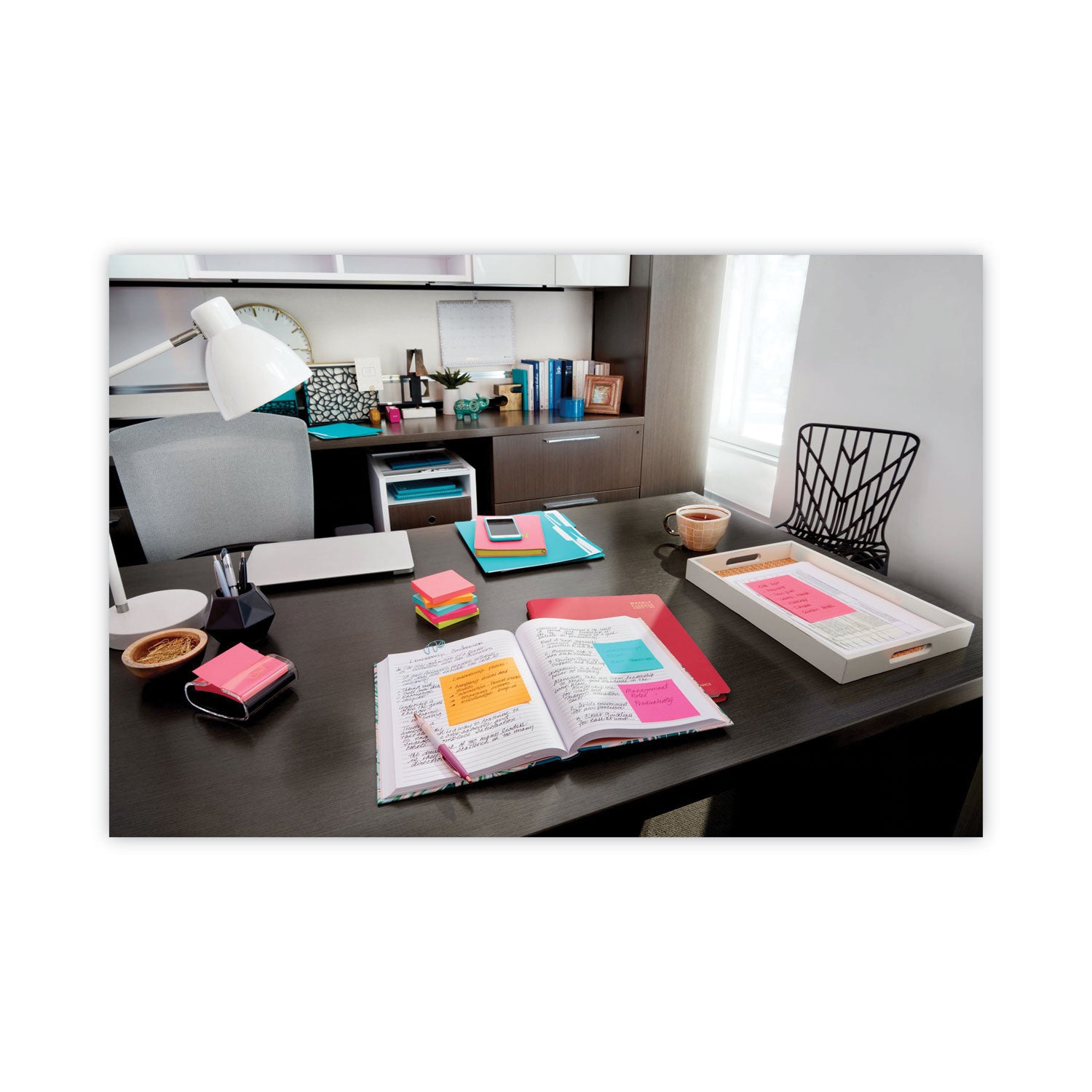 Post-it&reg; Lined Notes - Poptimistic Color Collection - 600 - 3" Flag/Note Width x 3" Flag/Note Length - Square - 100 Sheets per Pad - Ruled - Pink, Blue, Green - Paper - Self-adhesive, Repositionable - 6 / Pack