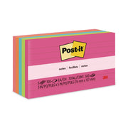 500 - 3" Flag/Note Width x 5" Flag/Note Length - Rectangle - 100 Sheets per Pad - Ruled - Power Pink, Acid Lime, Aqua Splash, Vital Orange, Guava - Paper - Self-adhesive, Repositionable - 1 Pack