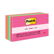 Post-it Notes Original Notepads, Poptimistic Color Collection, 3" x 5", 100 Sheets per Pad, 5 Pads/Pack, Multicolor (Power Pink, Acid Lime, Vital Orange, Aqua Splash, Guava)