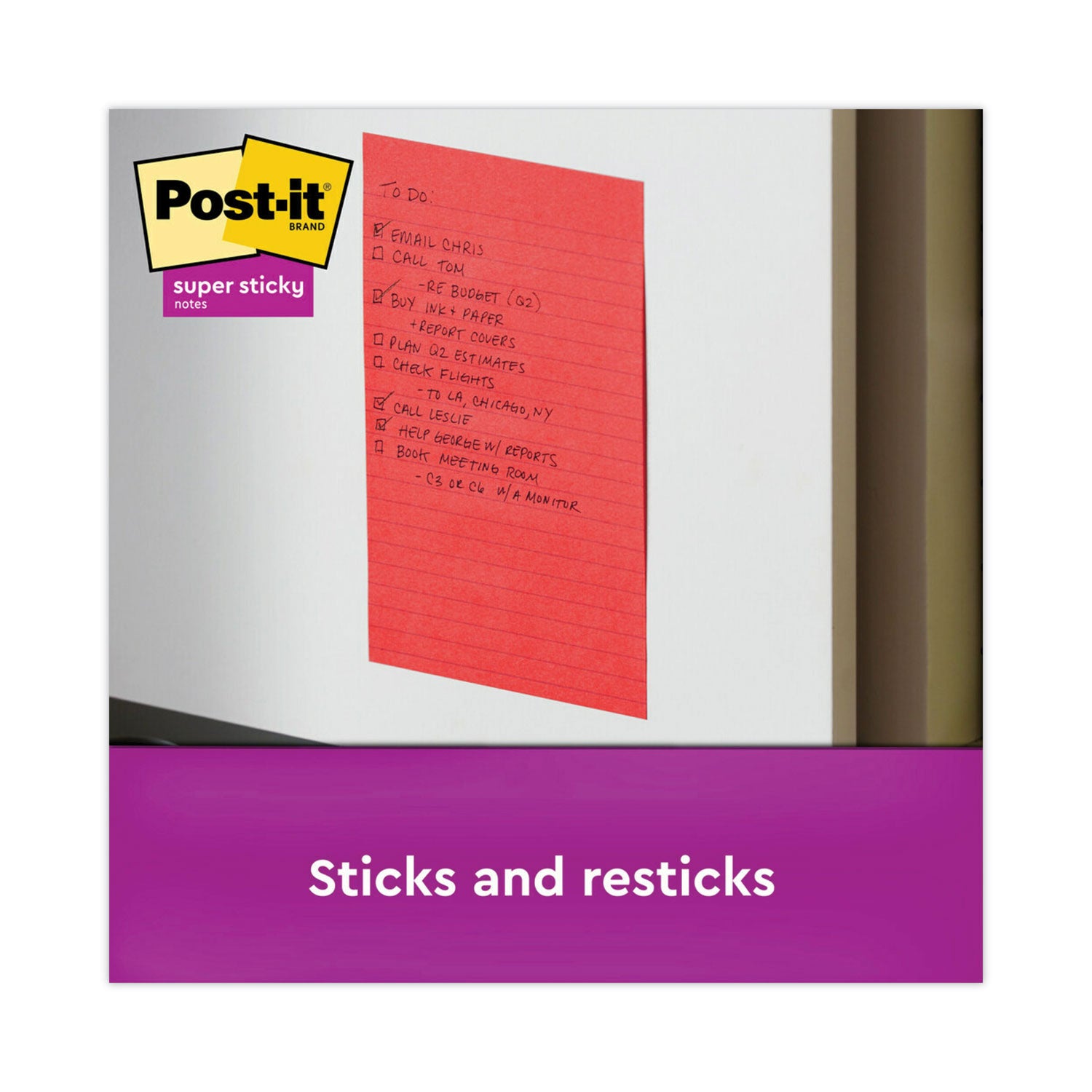 270 - 4" Flag/Note Width x 6" Flag/Note Length - Rectangle - 90 Sheets per Pad - Ruled - Candy Apple Red, Sunnyside, Blue Paradise - Paper - Self-adhesive - 3 / Pack