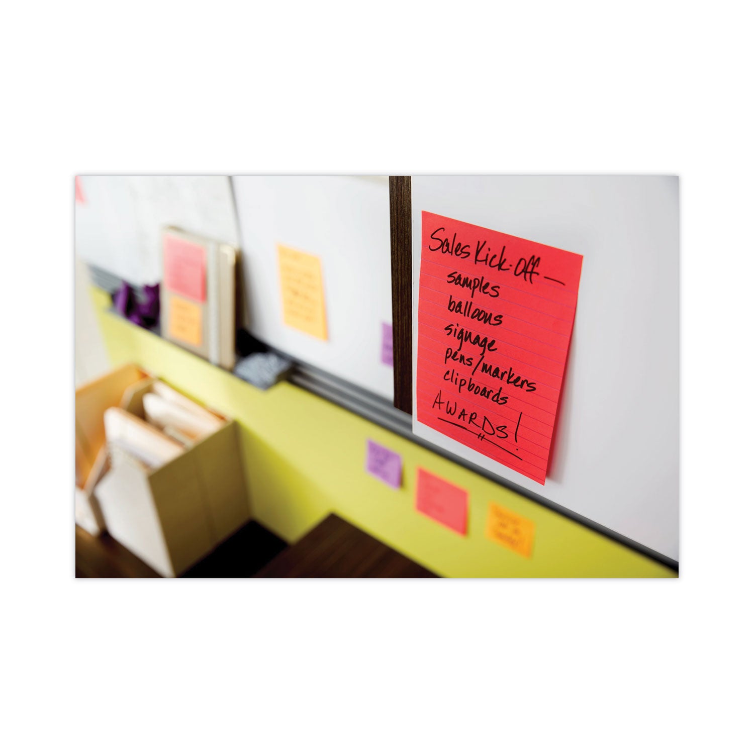270 - 4" Flag/Note Width x 6" Flag/Note Length - Rectangle - 90 Sheets per Pad - Ruled - Candy Apple Red, Sunnyside, Blue Paradise - Paper - Self-adhesive - 3 / Pack