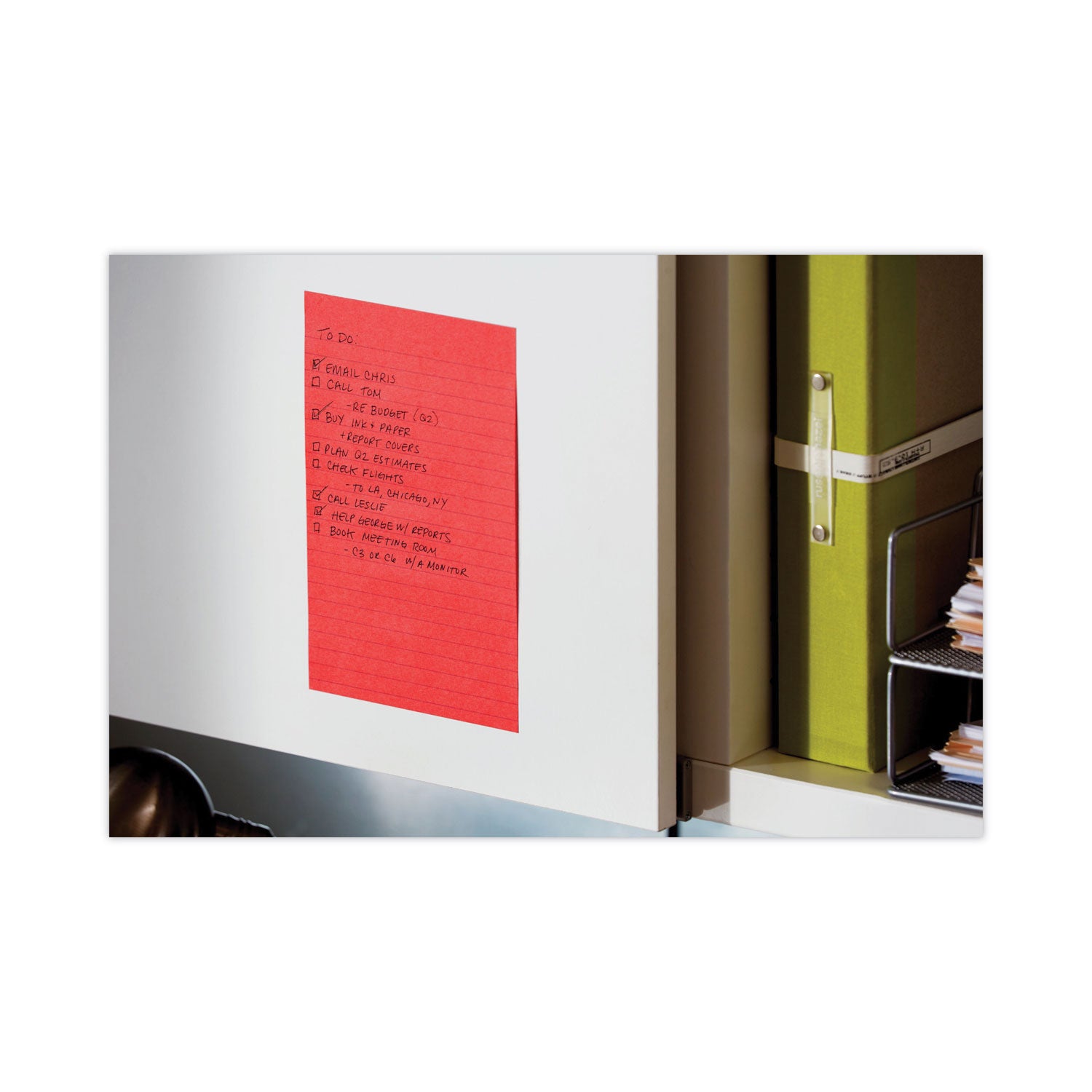 270 - 4" Flag/Note Width x 6" Flag/Note Length - Rectangle - 90 Sheets per Pad - Ruled - Candy Apple Red, Sunnyside, Blue Paradise - Paper - Self-adhesive - 3 / Pack