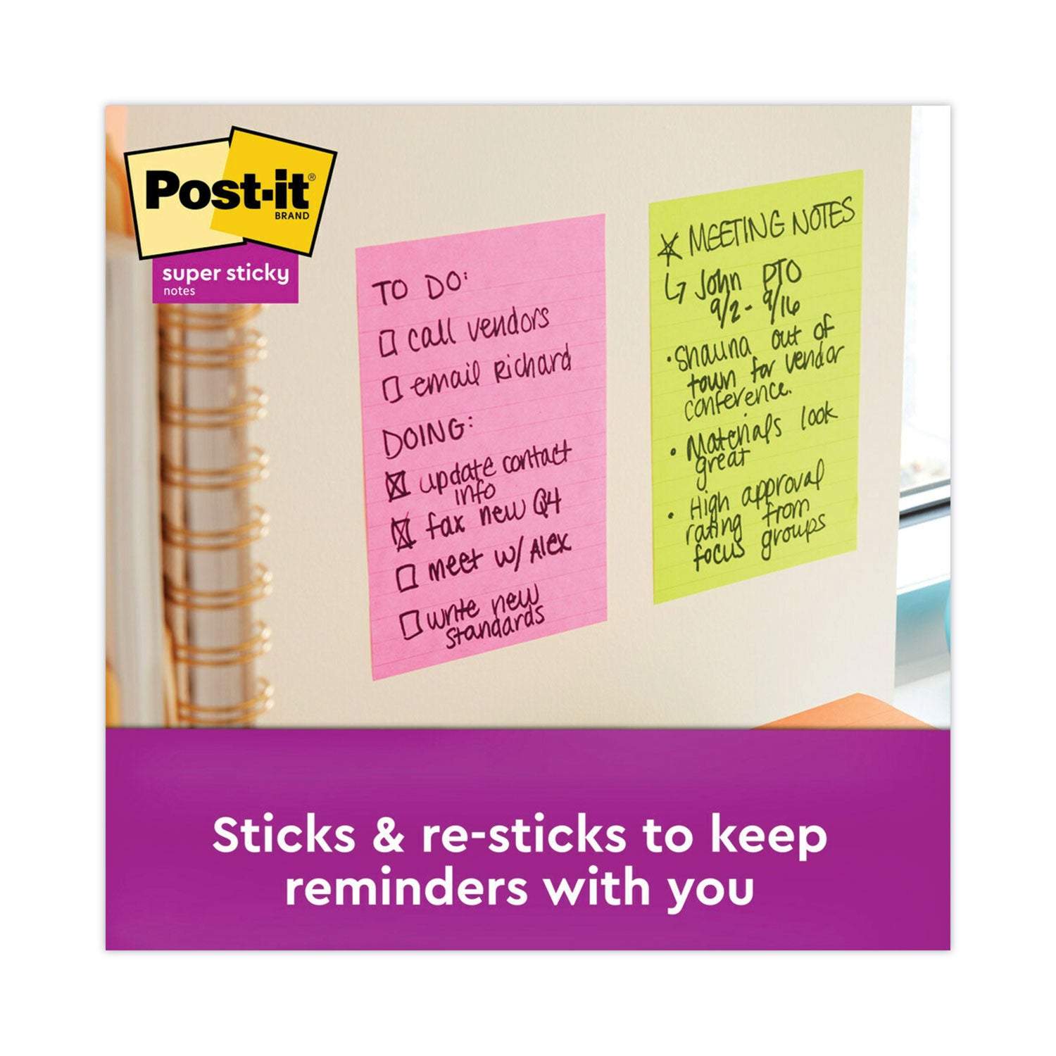 Post-it Super Sticky Notes, Supernova Neons Color Collection, 4" x 6", Ruled, Aqua Splash/Acid Lime/Guava, 90 Sheets per Pad, 3 Pads, 270 Multicolor Notes per Pack