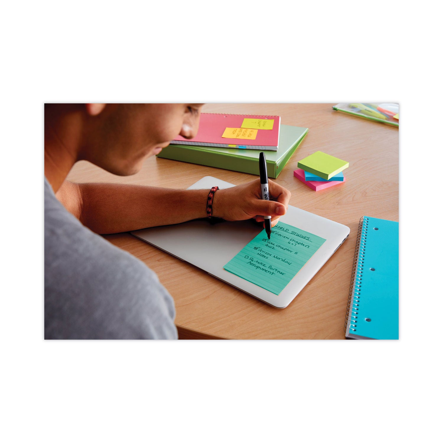 Post-it Super Sticky Notes, Supernova Neons Color Collection, 4" x 6", Ruled, Aqua Splash/Acid Lime/Guava, 90 Sheets per Pad, 3 Pads, 270 Multicolor Notes per Pack