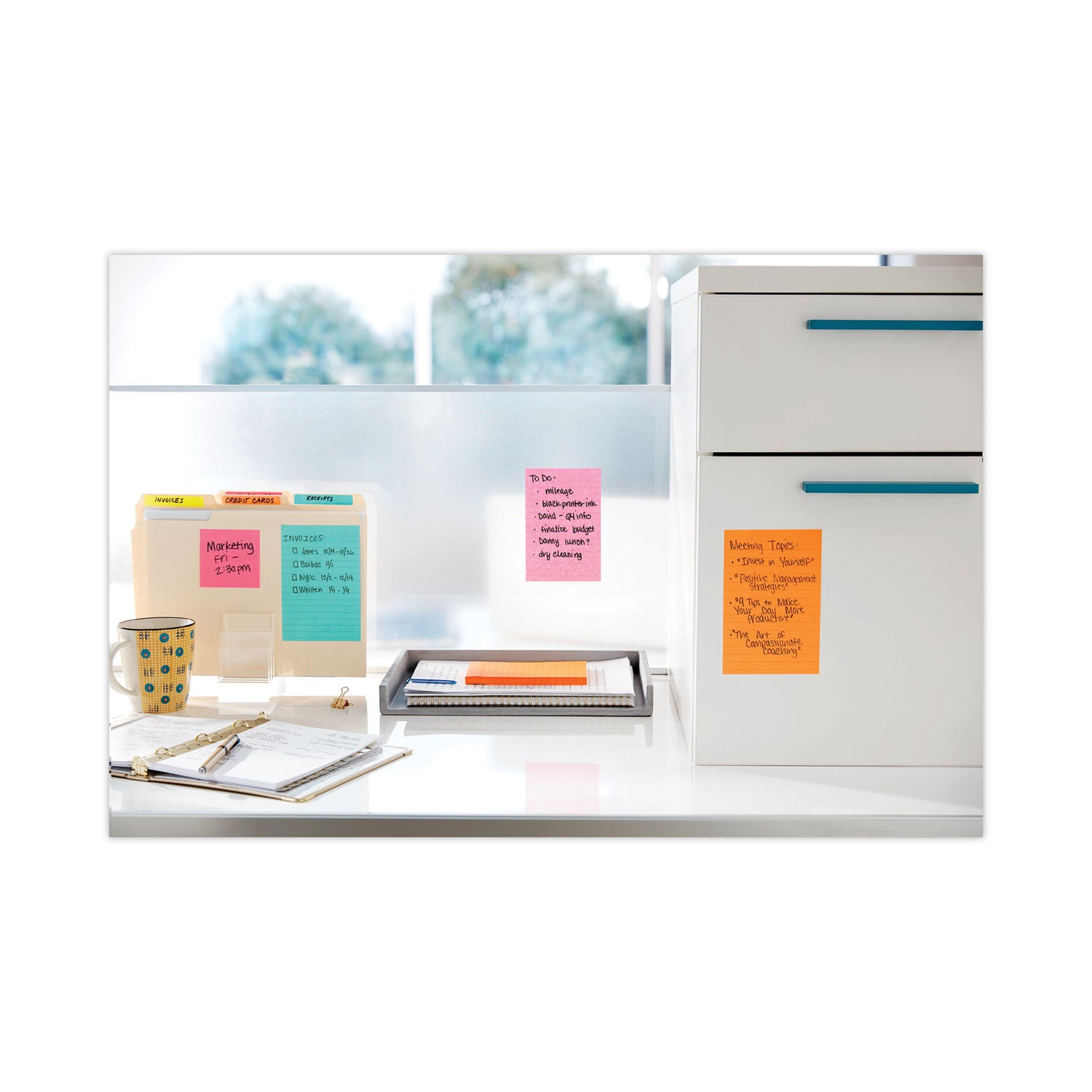 Post-it Super Sticky Notes, Supernova Neons Color Collection, 4" x 6", Ruled, Aqua Splash/Acid Lime/Guava, 90 Sheets per Pad, 3 Pads, 270 Multicolor Notes per Pack