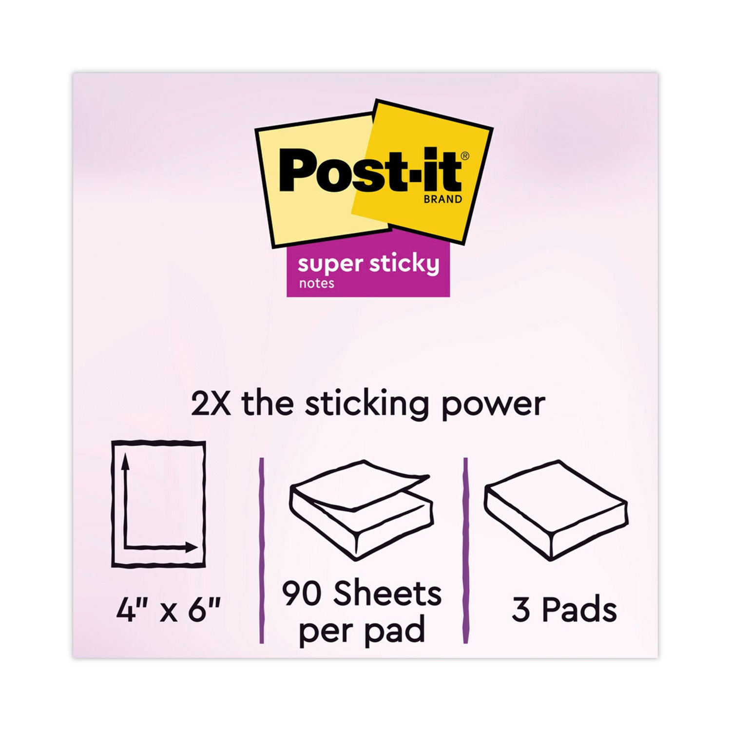 Post-it&reg; Super Sticky Notes - Energy Boost Color Collection - 270 x Assorted - 4" Flag/Note Width x 6" Flag/Note Length - Rectangle - 90 Sheets per Pad - Ruled - Orange, Pink, Green - Paper - Self-adhesive, Recyclable - 1 Pack