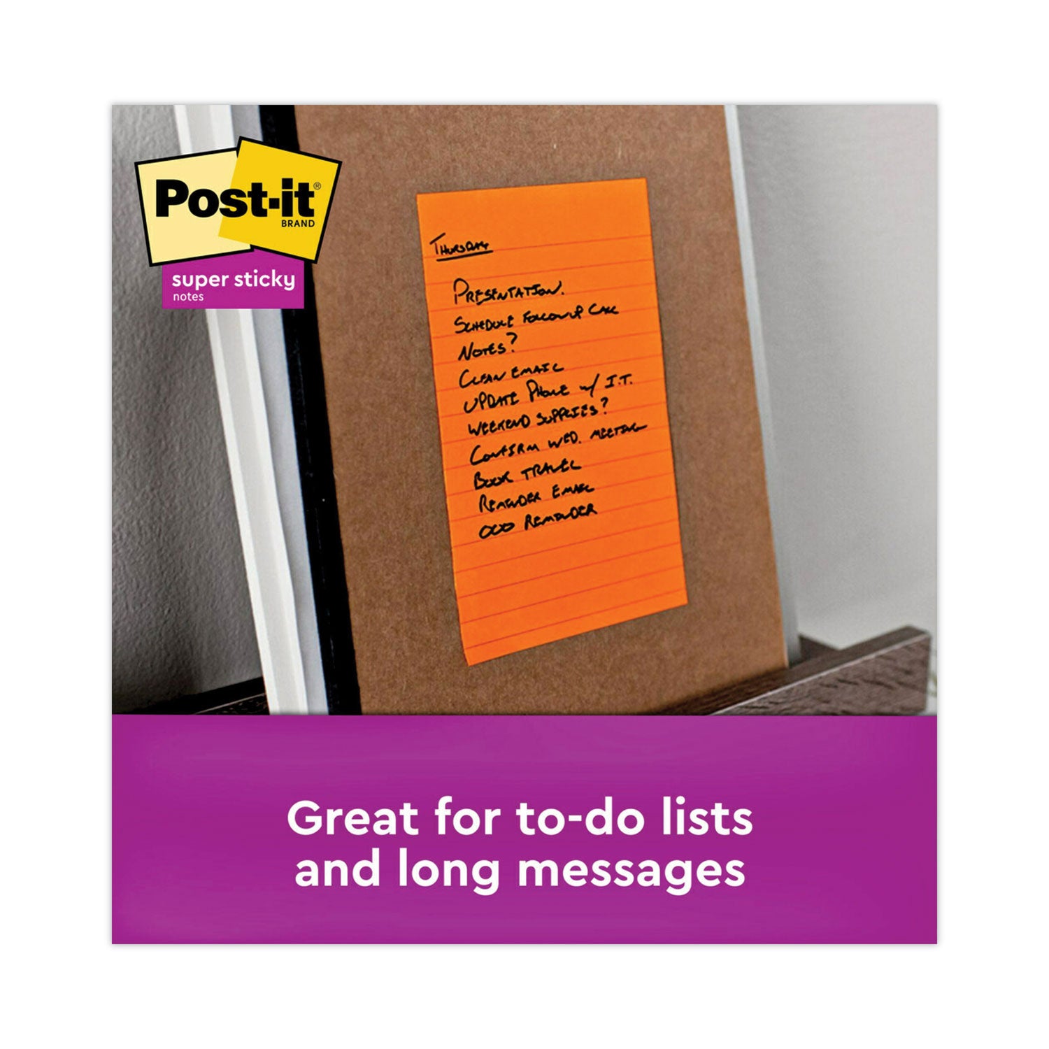 Post-it&reg; Super Sticky Notes - Energy Boost Color Collection - 270 x Assorted - 4" Flag/Note Width x 6" Flag/Note Length - Rectangle - 90 Sheets per Pad - Ruled - Orange, Pink, Green - Paper - Self-adhesive, Recyclable - 1 Pack