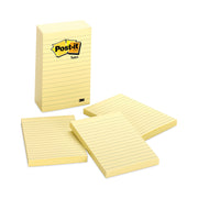 Post-it&reg; Lined Notes - 500 - 4" Flag/Note Width x 6" Flag/Note Length - Rectangle - 100 Sheets per Pad - Ruled - Yellow - Paper - Self-adhesive, Repositionable - 1 Pack