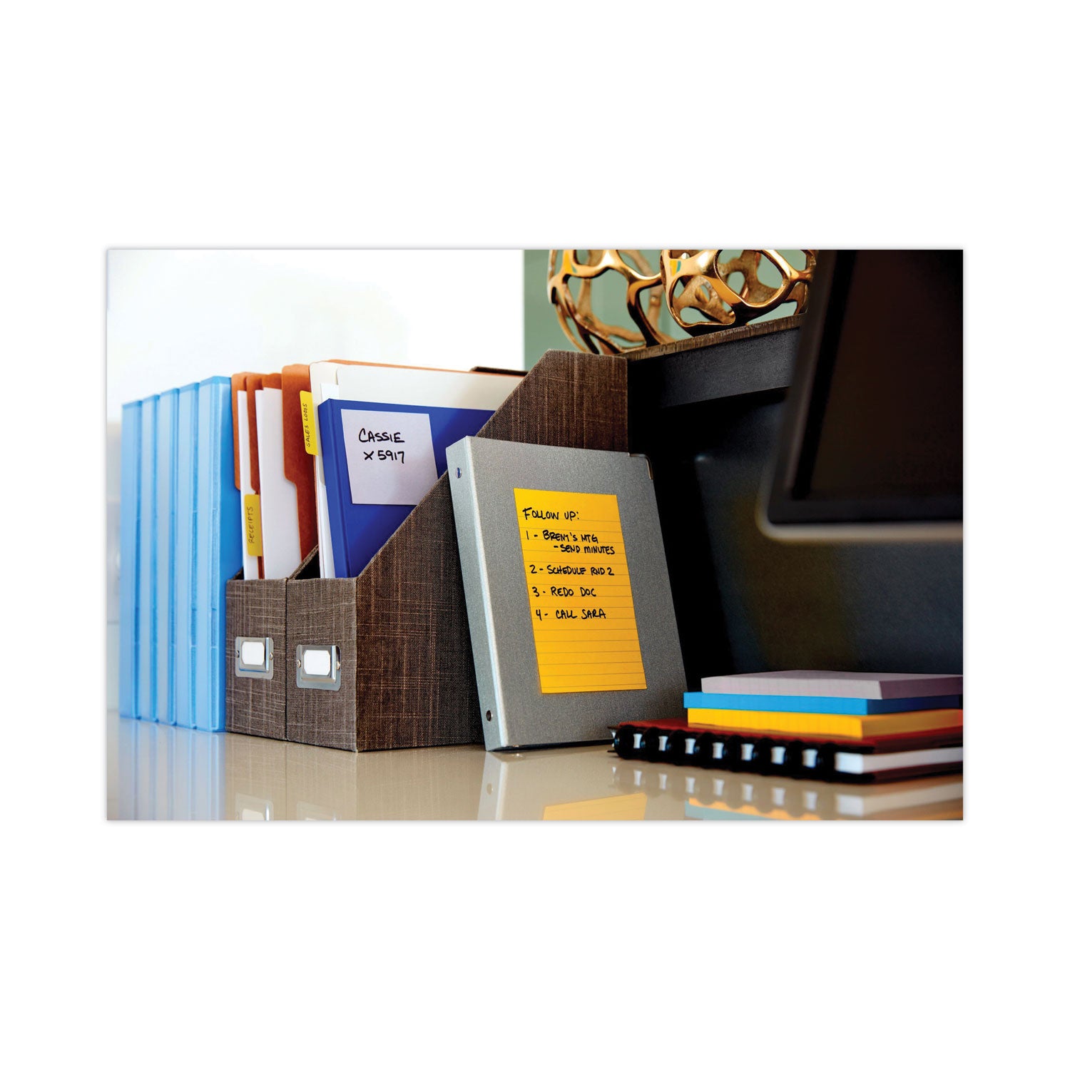 Post-it&reg; Super Sticky Lined Notes - 450 - 4" Flag/Note Width x 6" Flag/Note Length - Rectangle - 90 Sheets per Pad - Ruled - Canary Yellow - Paper - Self-adhesive - 5 / Pack