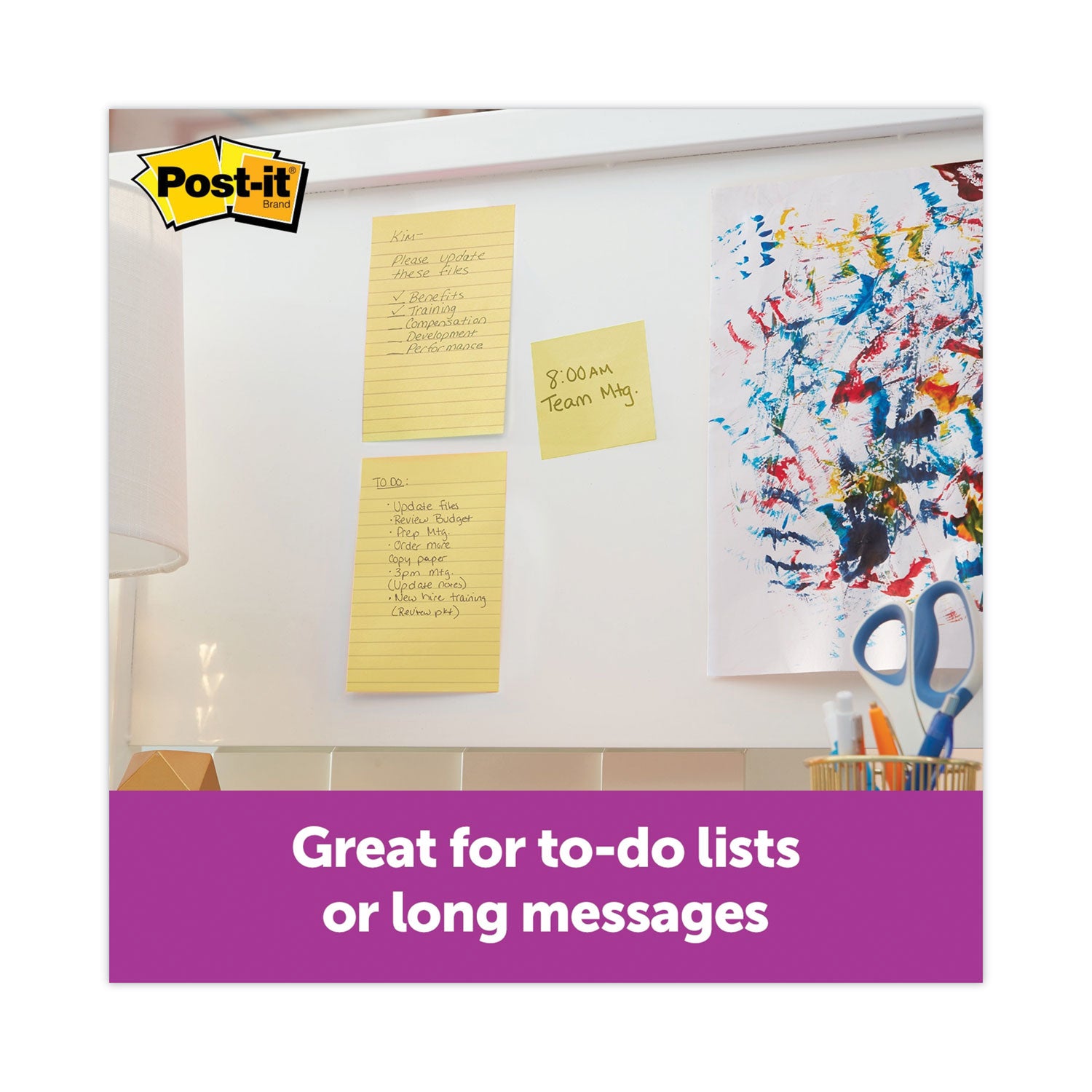 Post-it&reg; Super Sticky Lined Notes - 450 - 4" Flag/Note Width x 6" Flag/Note Length - Rectangle - 90 Sheets per Pad - Ruled - Canary Yellow - Paper - Self-adhesive - 5 / Pack
