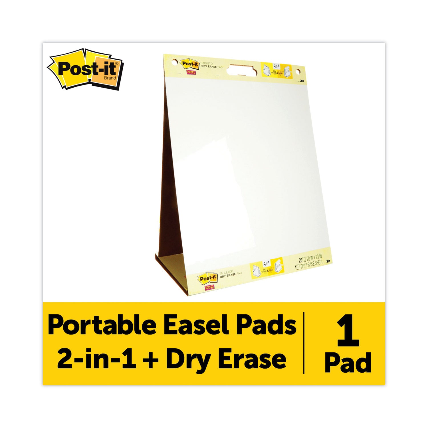 Super Sticky Tabletop Easel Pad with Dry Erase Surface, 20 Sheets, 20" x 23", White