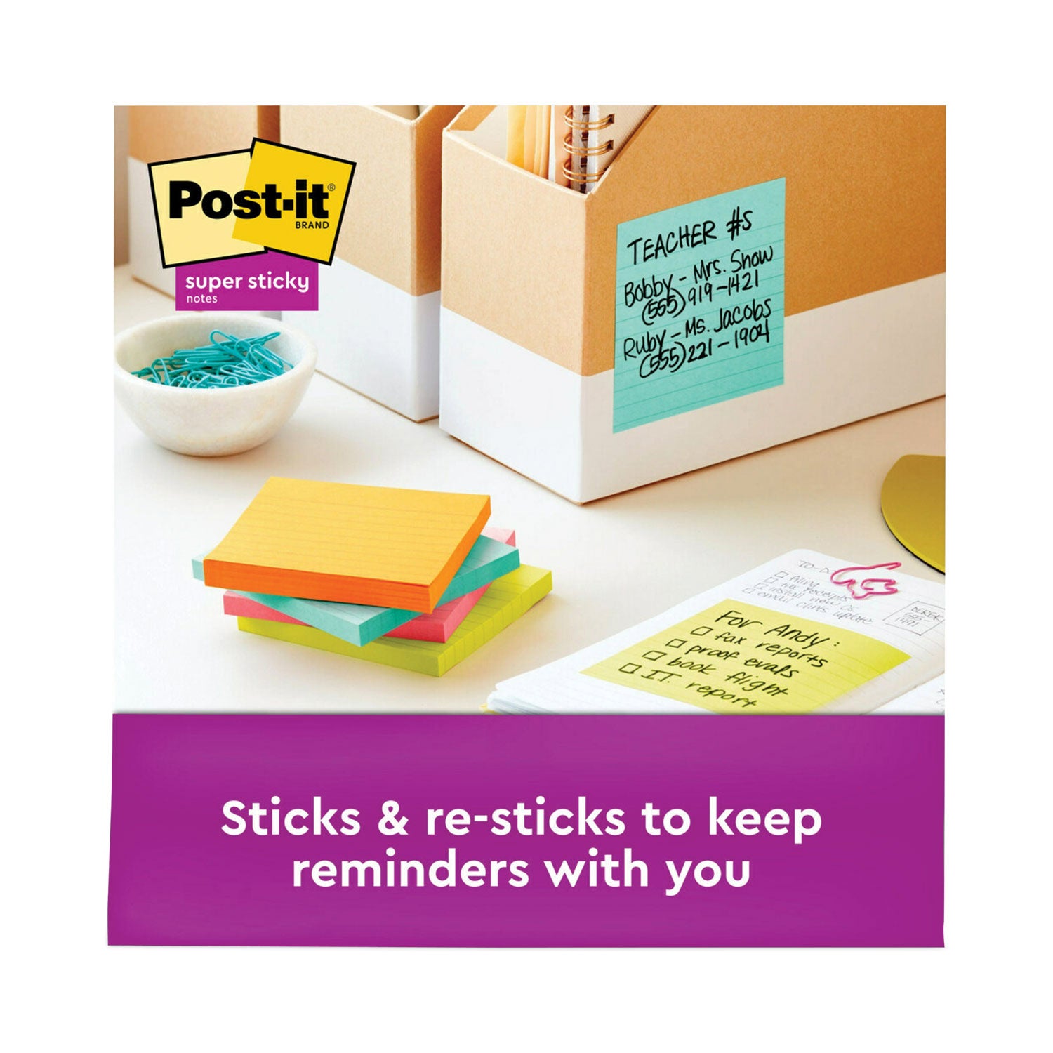 540 x Multicolor - 4" Flag/Note Width x 4" Flag/Note Length - Rectangle - 90 Sheets per Pad - Ruled - Aqua Splash, Acid Lime, Guava, Tropical Pink, Iris Infusion - Paper - Self-adhesive, Removable, Recyclable - 1 Pack