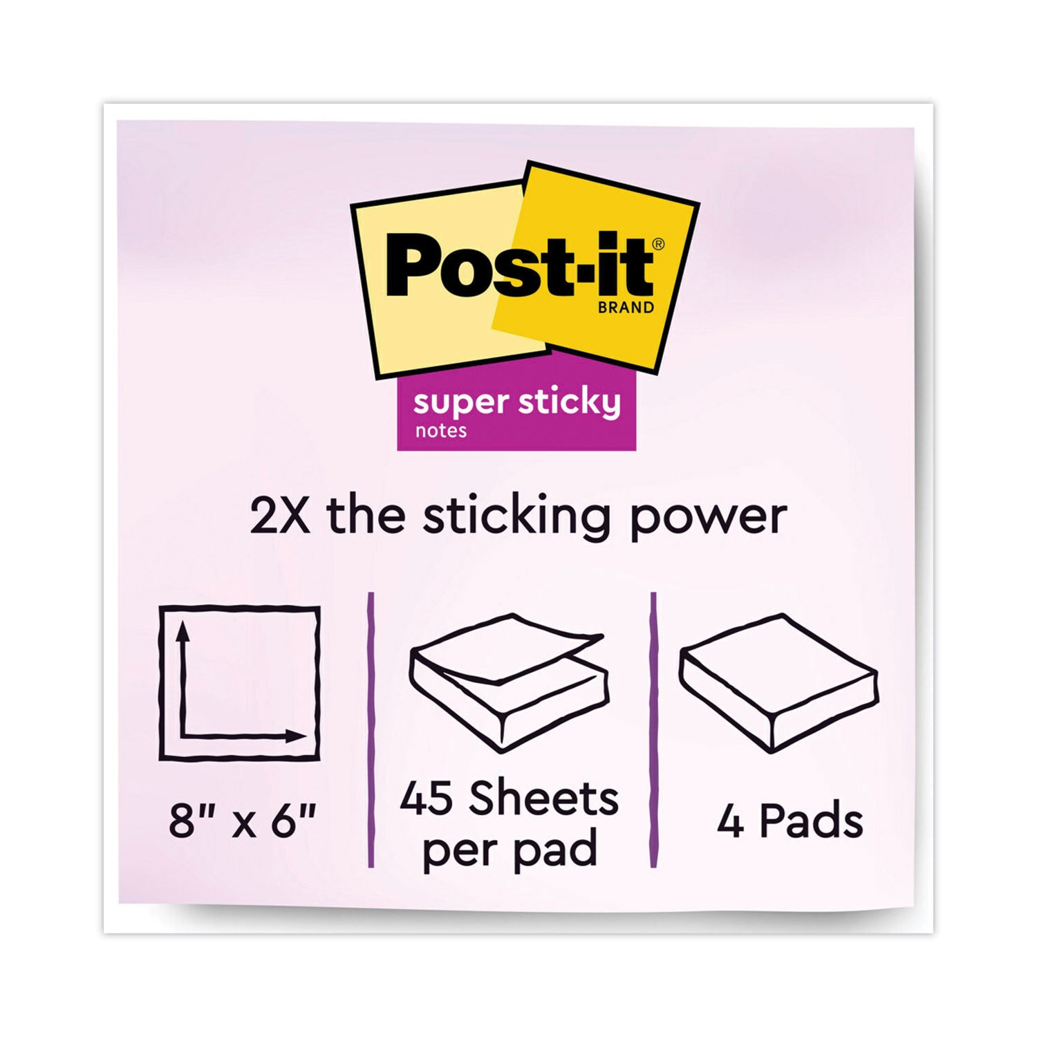 Post-it&reg; Super Sticky Notes - Energy Boost Color Collection - 180 - 6" Flag/Note Width x 8" Flag/Note Length - Rectangle - 45 Sheets per Pad - Unruled - Vital Orange, Tropical Pink, Limeade, Blue Paradise - Paper Fibre - Self-adhesive - 4 / Pack