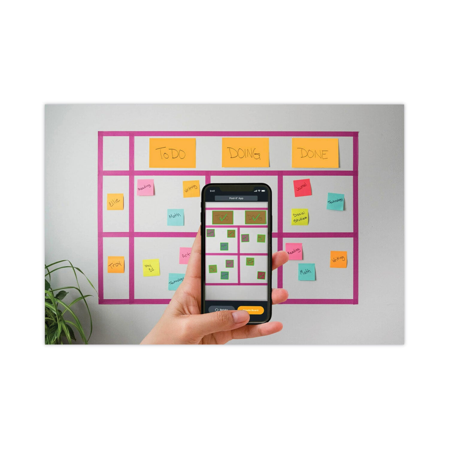 Post-it&reg; Super Sticky Notes - Energy Boost Color Collection - 180 - 6" Flag/Note Width x 8" Flag/Note Length - Rectangle - 45 Sheets per Pad - Unruled - Vital Orange, Tropical Pink, Limeade, Blue Paradise - Paper Fibre - Self-adhesive - 4 / Pack
