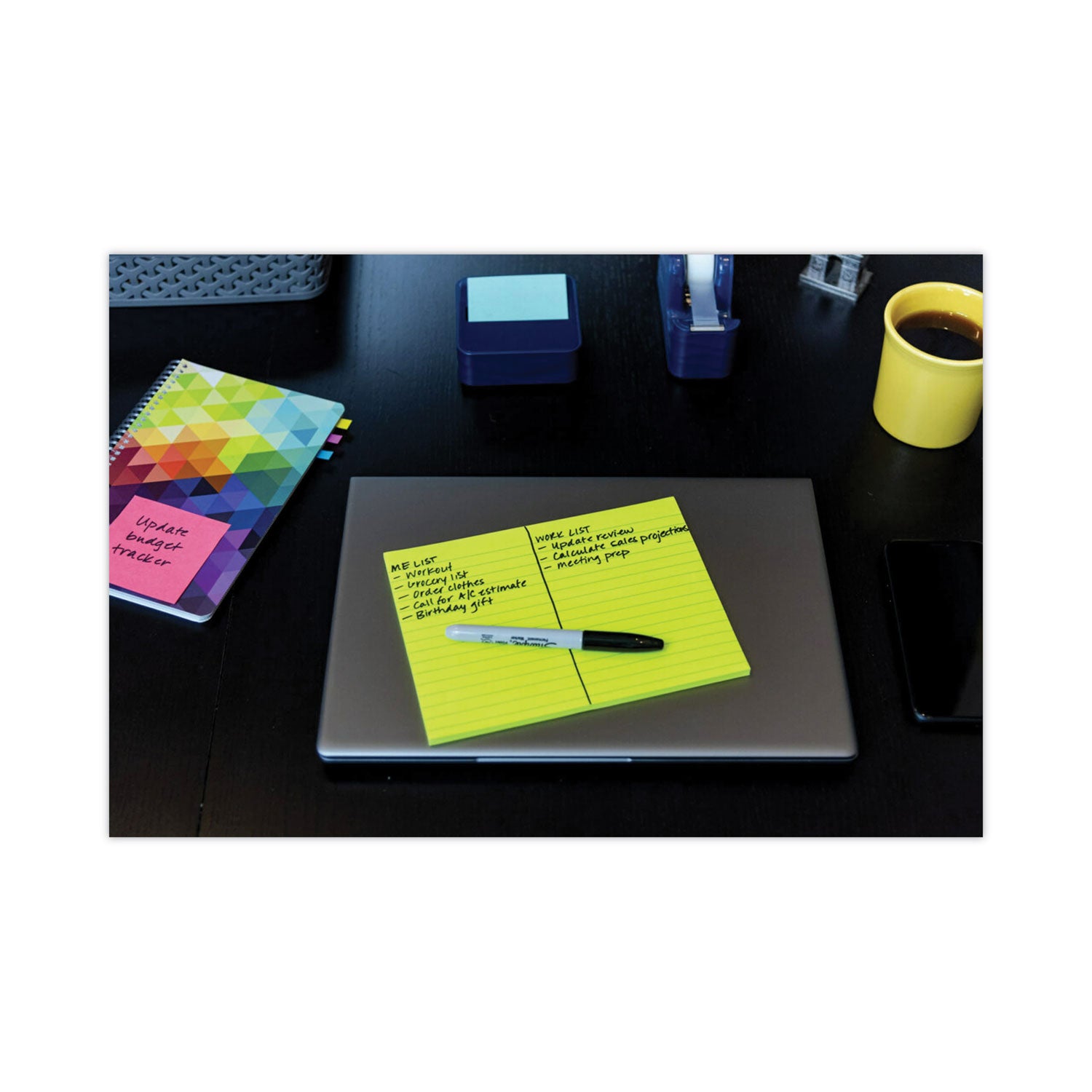 180 - 6" Flag/Note Width x 8" Flag/Note Length - Rectangle - 45 Sheets per Pad - Ruled - Vital Orange, Tropical Pink, Sunnyside, Limeade - Paper - Self-adhesive - 4 / Pack