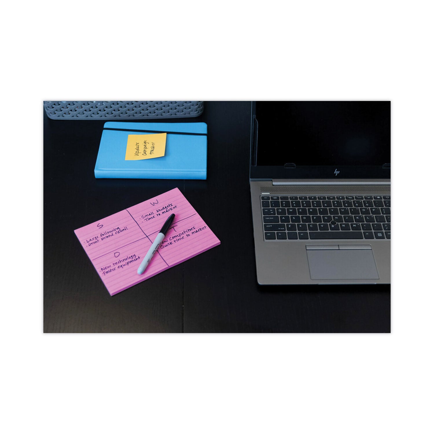 180 - 6" Flag/Note Width x 8" Flag/Note Length - Rectangle - 45 Sheets per Pad - Ruled - Vital Orange, Tropical Pink, Sunnyside, Limeade - Paper - Self-adhesive - 4 / Pack