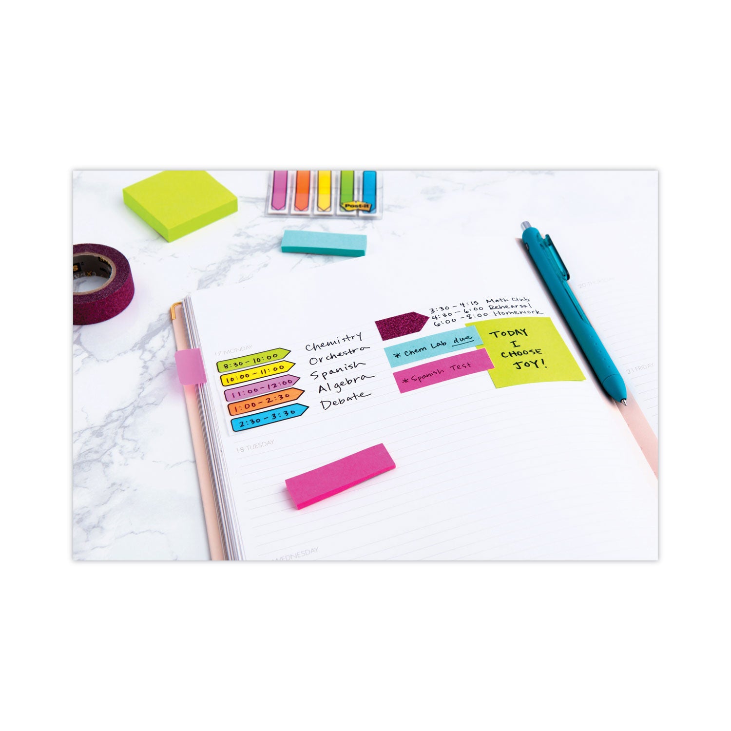 1200 - 2" Flag/Note Width x 2" Flag/Note Length - Square - 400 Sheets per Pad - Unruled - Acid Lime, Limeade, Blue Paradise, Guava, Vital Orange, Canary Yellow - Paper - Repositionable, Self-adhesive - 1 Pack
