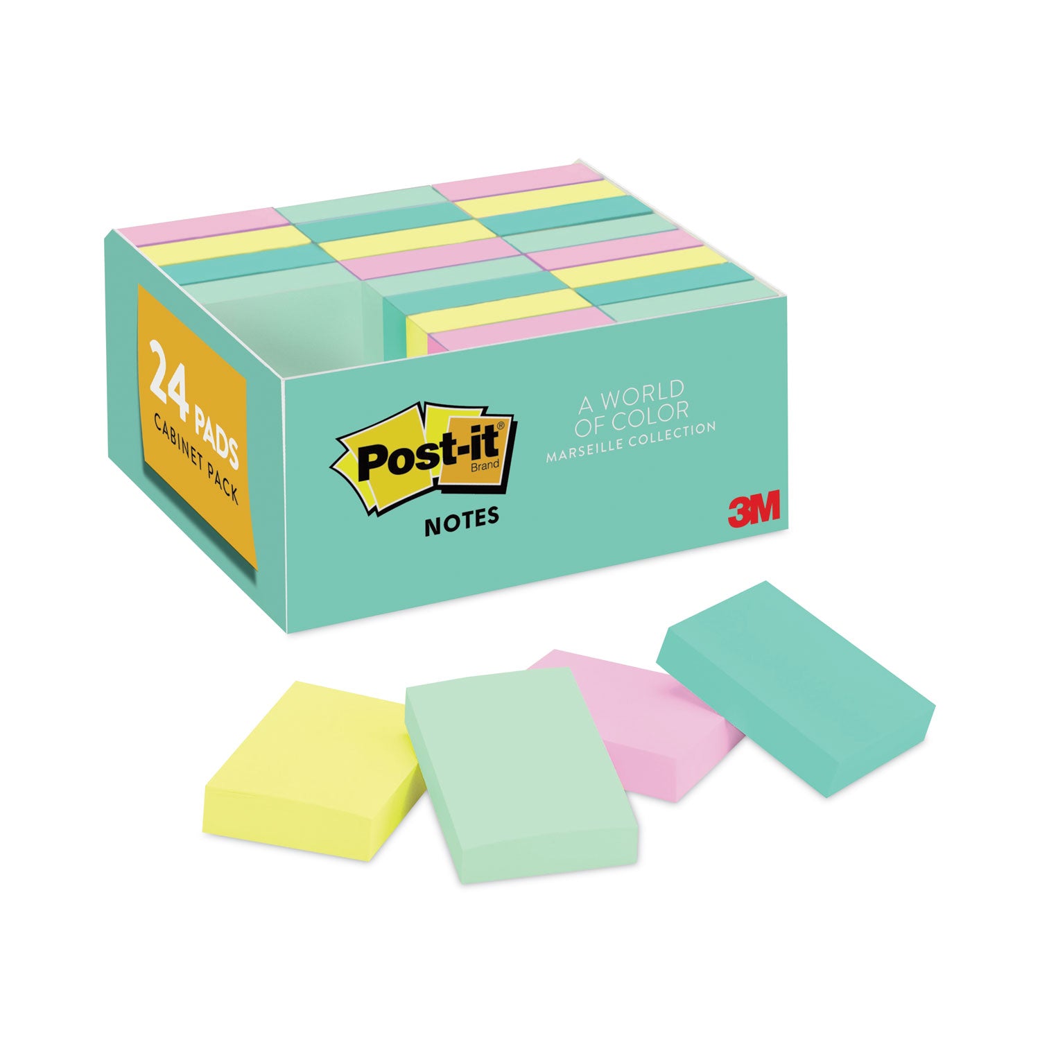 2400 - 1 1/2" Flag/Note Width x 2" Flag/Note Length - Rectangle - Unruled - Fresh Mint, Aqua Splash, Sunnyside, Papaya Fizz - Paper - Self-adhesive, Repositionable - 1 Pack