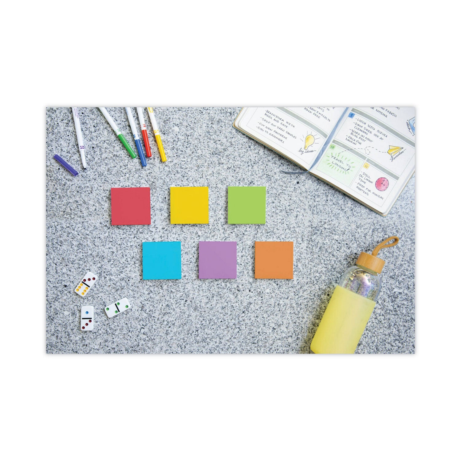 Post-it Super Sticky Notes, Playful Primaries Color Collection, 3" x 3", 90 Sheets per Pad, 12 Pads/Pack, Multicolor (Candy Apple Red, Vital Orange, Sunnyside, Lucky Green, Blue Paradise, Iris Infusion)