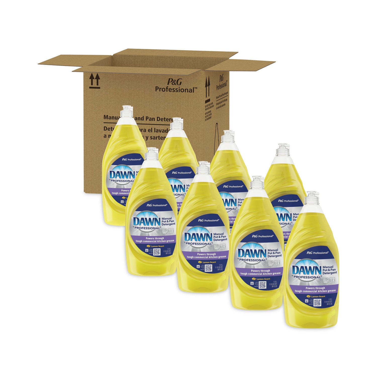Dawn Manual Pot/Pan Detergent - For Dish - 38 fl oz (1.2 quart) - Lemon Scent - Recommended For: Grease Remover, Soil Remover, Food Remover - Yellow - 1 Bottle