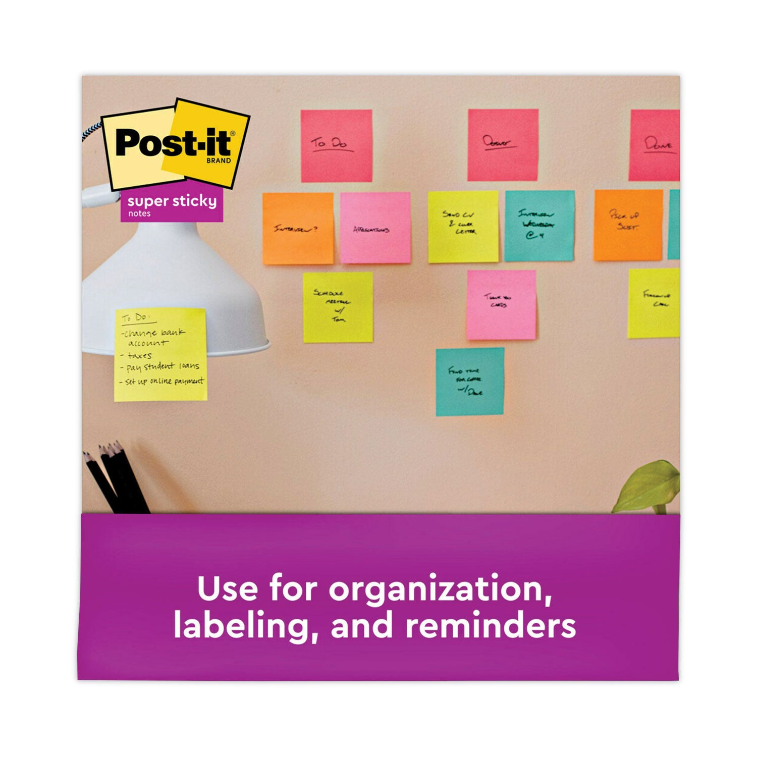 Post-it Super Sticky Notes, Supernova Neons Color Collection, 3" x 3", 1080 Multicolor Notes, 90 Sheets per Pad, 1 Pack, Aqua Splash, Tropical Pink, Acid Lime, Guava, Iris Infusion