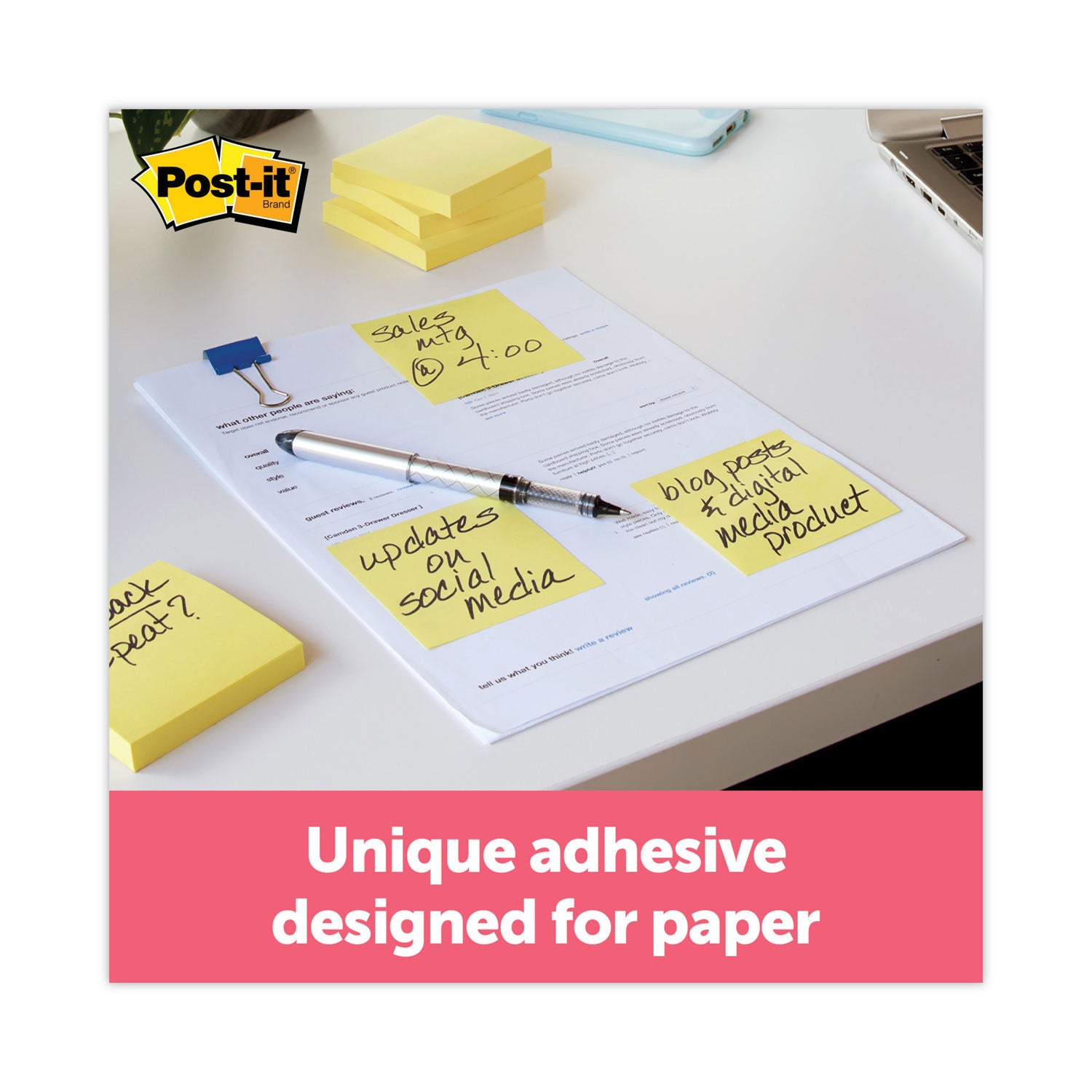 Post-it&reg; Notes Cabinet Pack - 1620 - 3" Flag/Note Width x 3" Flag/Note Length - Square - 90 Sheets per Pad - Unruled - Canary Yellow - Paper - Self-adhesive, Repositionable - 1 Pack