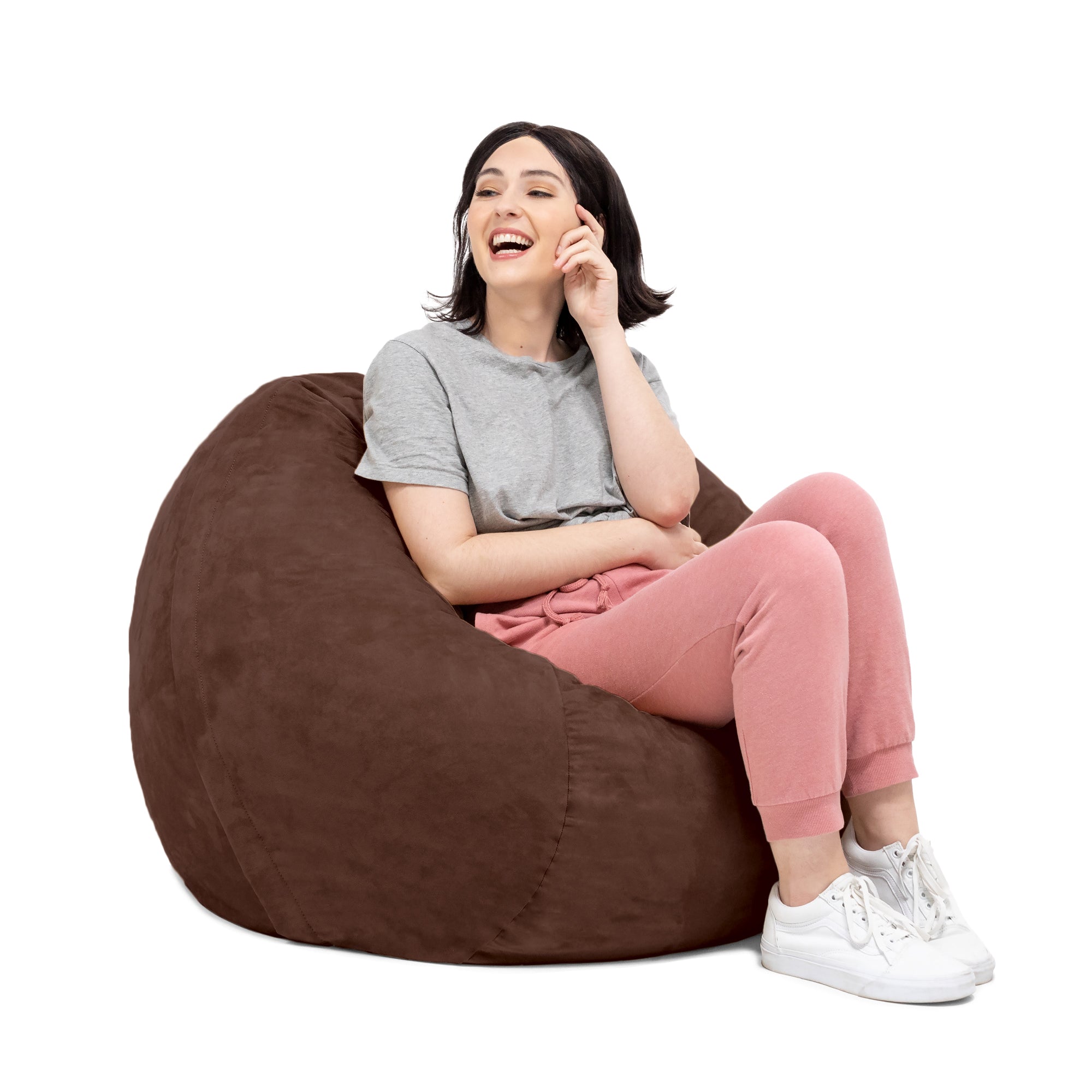 Jaxx Saxx 3 Foot Bean Bag Chair with Removable Cover, Chocolate