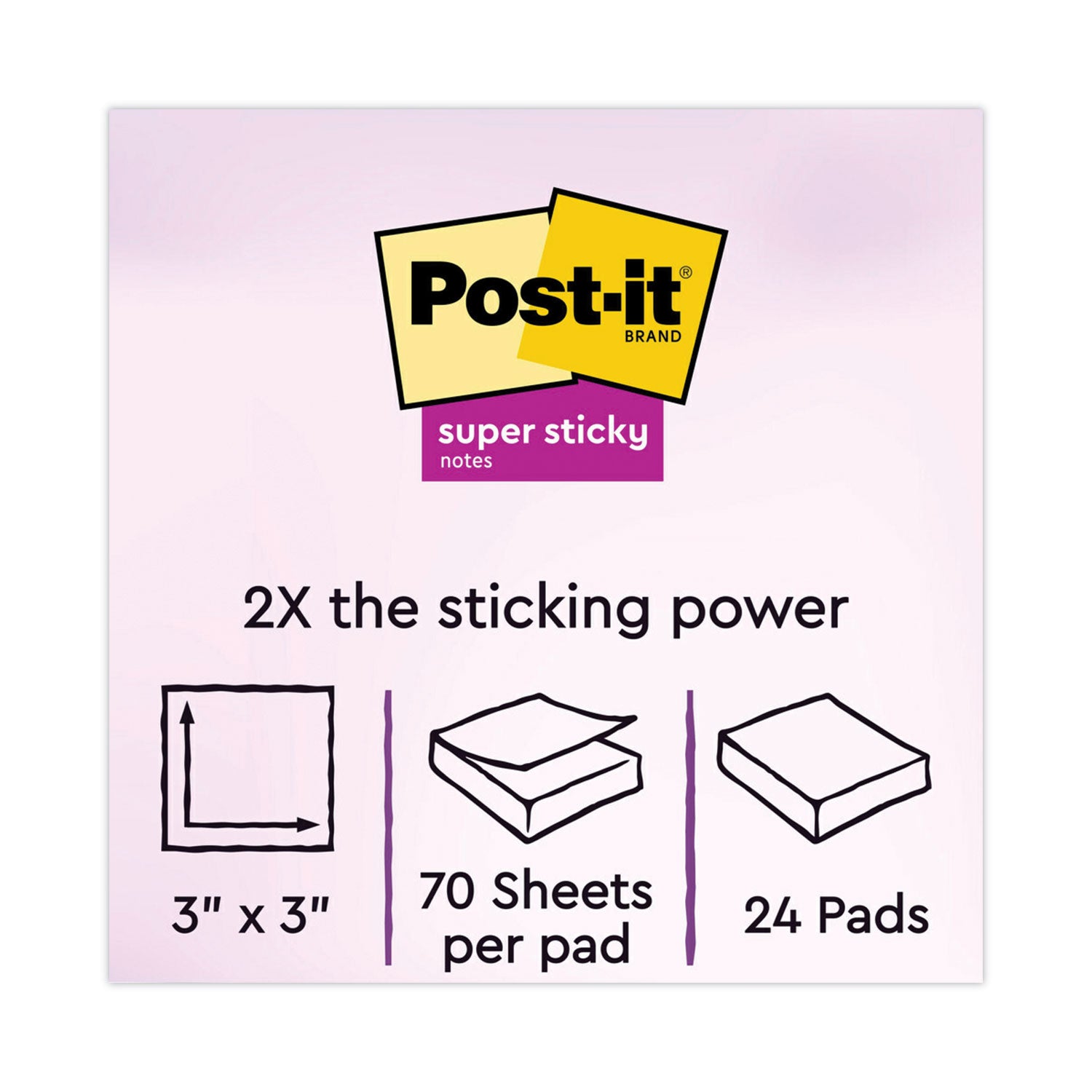 1680 x Electric Glow Assorted - 3" Flag/Note Width x 3" Flag/Note Length - Square - 70 Sheets per Pad - Unruled - Candy Apple Red, Sunnyside, Lucky Green, Blue Paradise - Paper - Self-adhesive, Repositionable - 24 / Pack