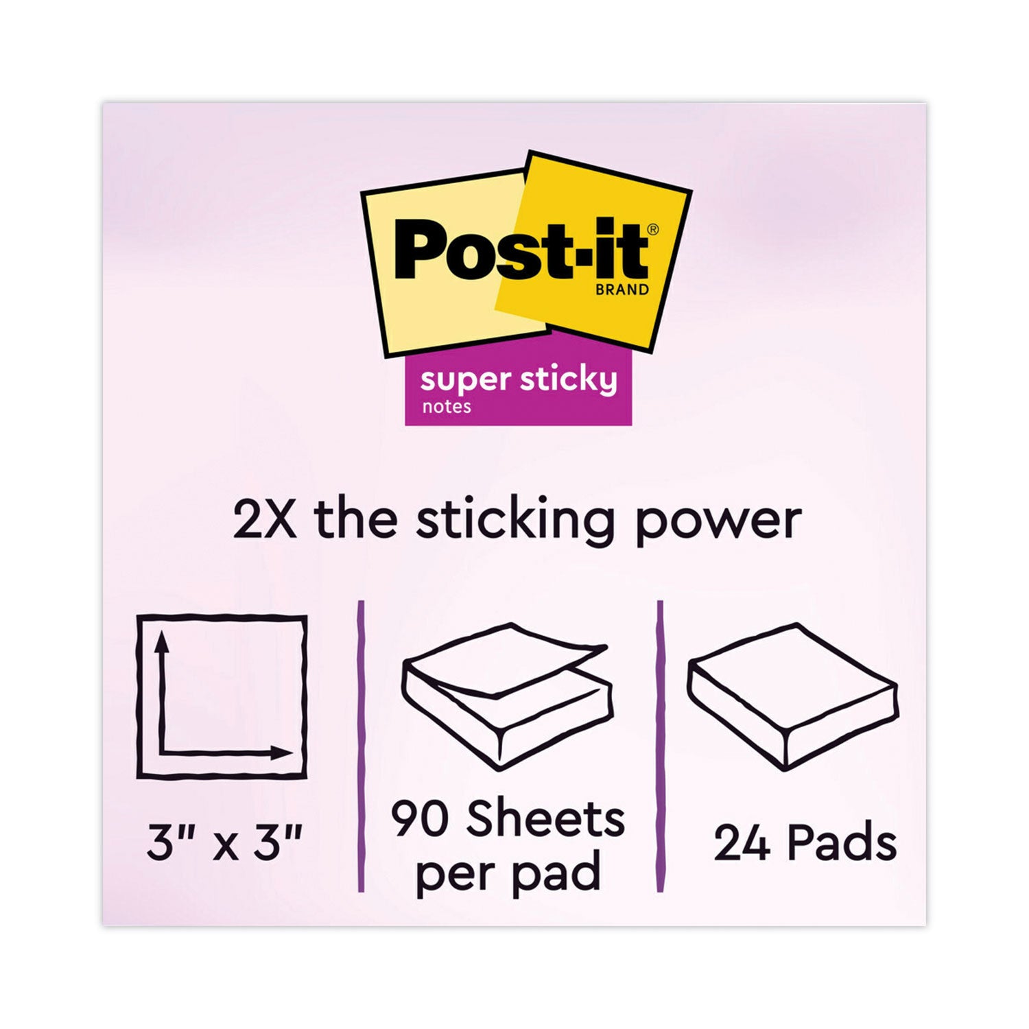 3" Flag/Note Width x 3" Flag/Note Length - Square - Canary Yellow - Paper - Super Sticky, Adhesive, Removable, Recyclable, Reusable - 24 Pad
