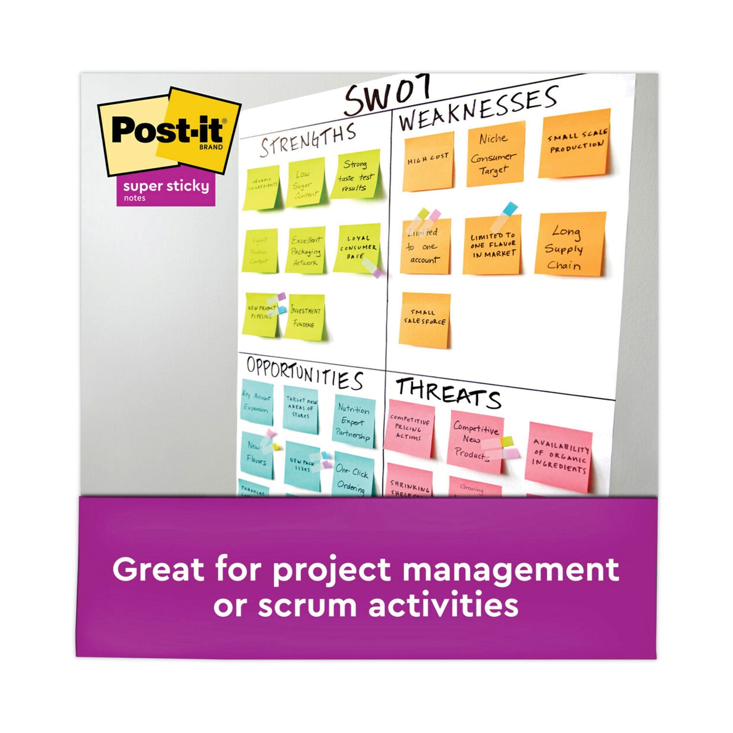 Post-it Super Sticky Notes, Supernova Neons Color Collection, 3" x 3", 90 Sheets per Pad, 24 Pads, Multicolor (Aqua Splash, Tropical Pink, Acid Lime, Canary Yellow)