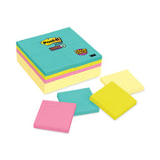 Post-it Super Sticky Notes, Supernova Neons Color Collection, 3" x 3", 90 Sheets per Pad, 24 Pads, Multicolor (Aqua Splash, Tropical Pink, Acid Lime, Canary Yellow)