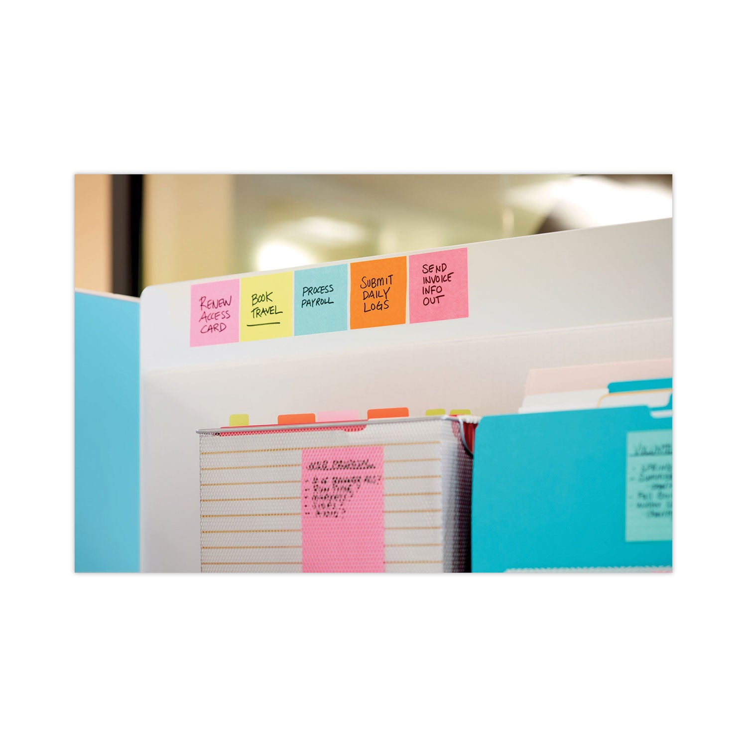 Post-it Super Sticky Notes, Supernova Neons Color Collection, 3" x 3", 70 Sheets per Pad, 24 Pads, Multicolor (Aqua Splash, Tropical Pink, Acid Lime, Guava, Iris Infusion)