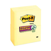 Post-it&reg; Super Sticky Notes - 1080 - 3" Flag/Note Width x 5" Flag/Note Length - Rectangle - 90 Sheets per Pad - Unruled - Yellow - Paper - Self-adhesive - 12 / Pack