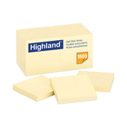 Highland Self-Sticking Notepads - 1800 - 3" Flag/Note Width x 3" Flag/Note Length - Square - 100 Sheets per Pad - Unruled - Yellow - Paper - Removable - 1 Pack