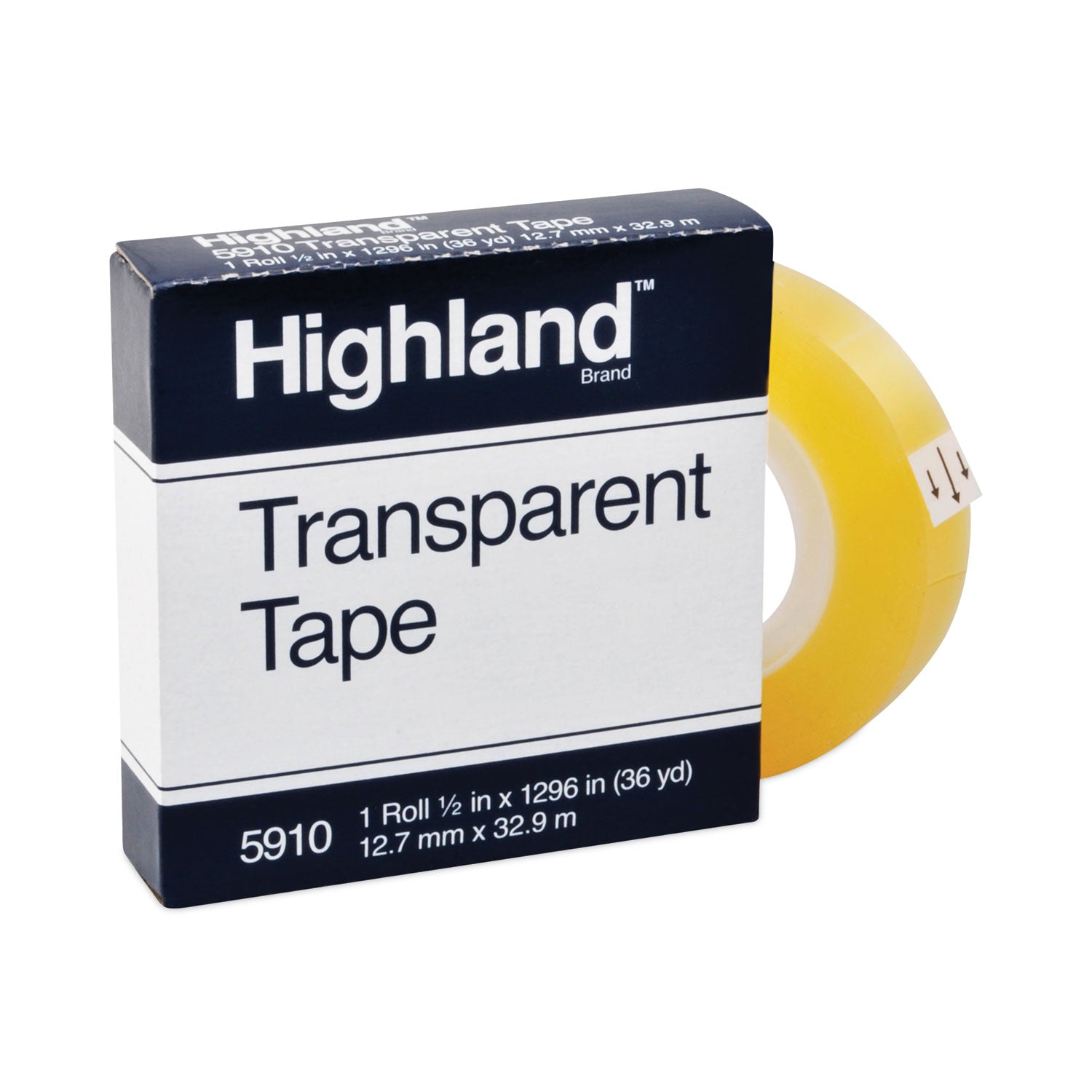 Transparent Tape, 1/2" x 1296" Per Roll, 1" Core