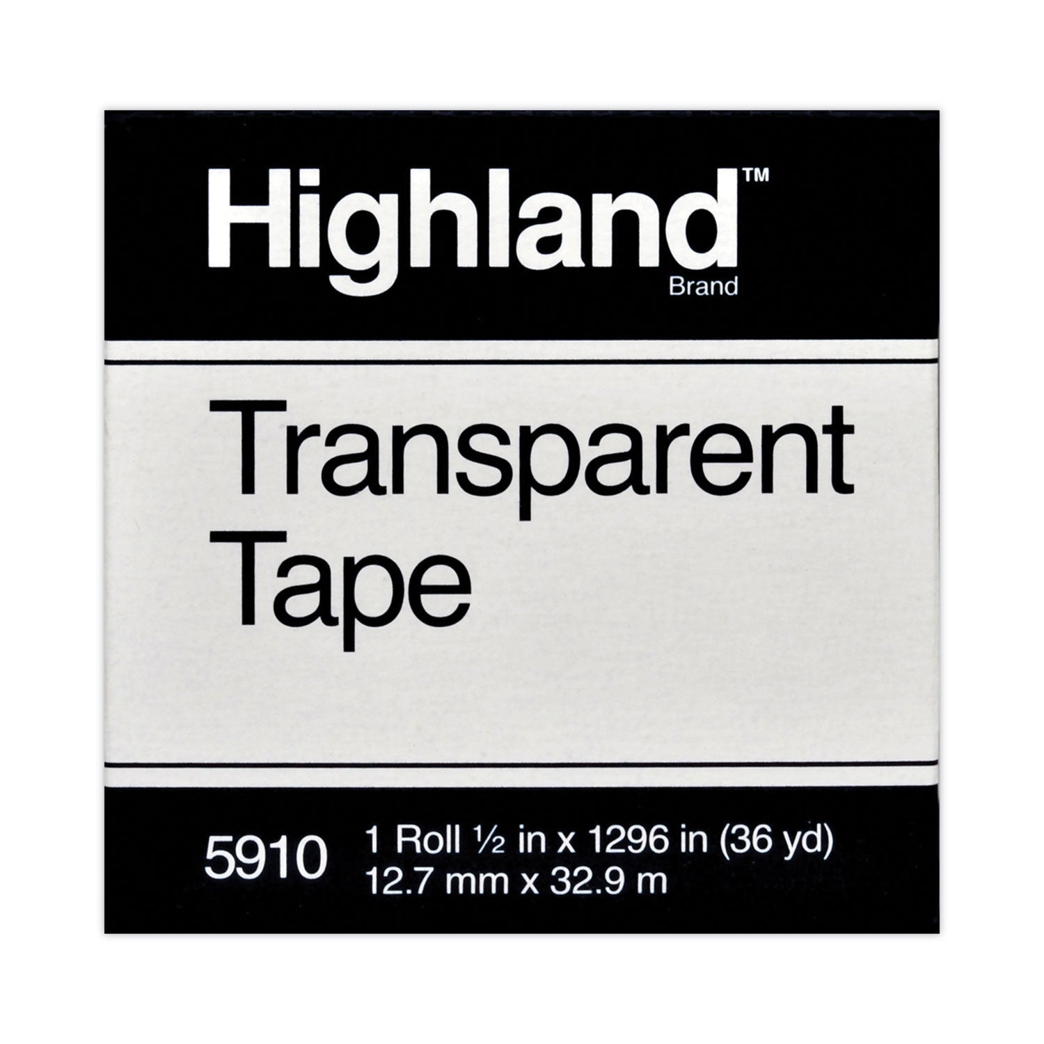 Transparent Tape, 1/2" x 1296" Per Roll, 1" Core