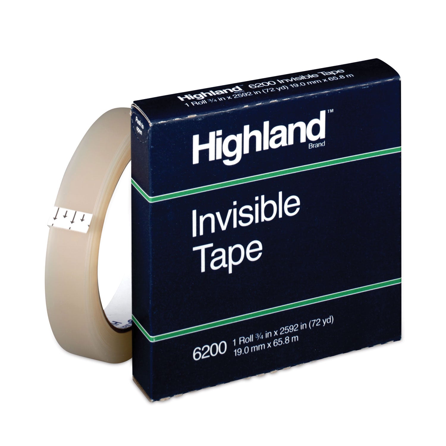 Highland 3/4"W Matte-finish Invisible Tape - 72 yd Length x 0.75" Width - 3" Core - Matte - Clear - For Mending, Holding, Splicing - 1 Roll