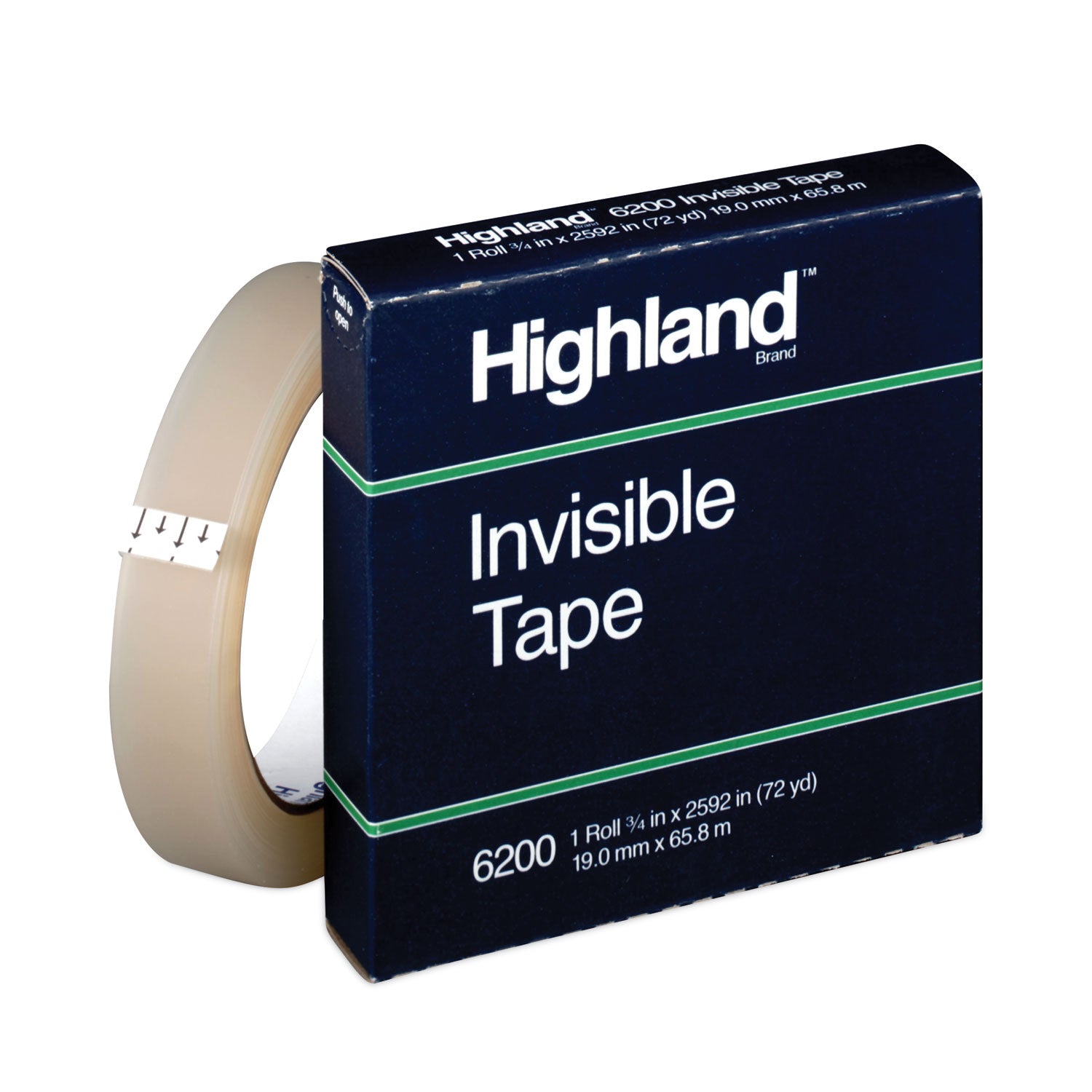 Highland 3/4"W Matte-finish Invisible Tape - 72 yd Length x 0.75" Width - 3" Core - Matte - Clear - For Mending, Holding, Splicing - 1 Roll