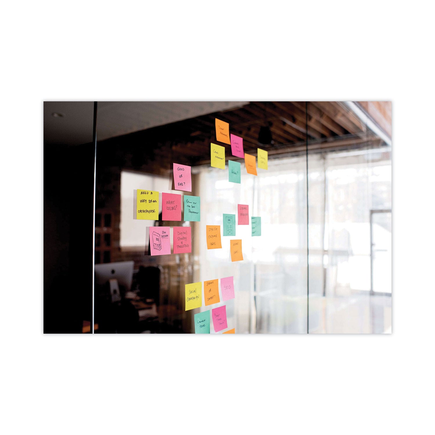 1080 - 3" Flag/Note Width x 3" Flag/Note Length - Square - 90 Sheets per Pad - Unruled - Blue, Orange, Green, Pink - Paper - Self-adhesive - Dispenser Included - 1 Pack