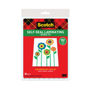 Scotch Self-Seal Laminating Pouches, Letter Size, 9" x 12", 6 mil, Glossy, Clear, Acid-Free, Photo-Safe, Self-Sealing, 10 Pack