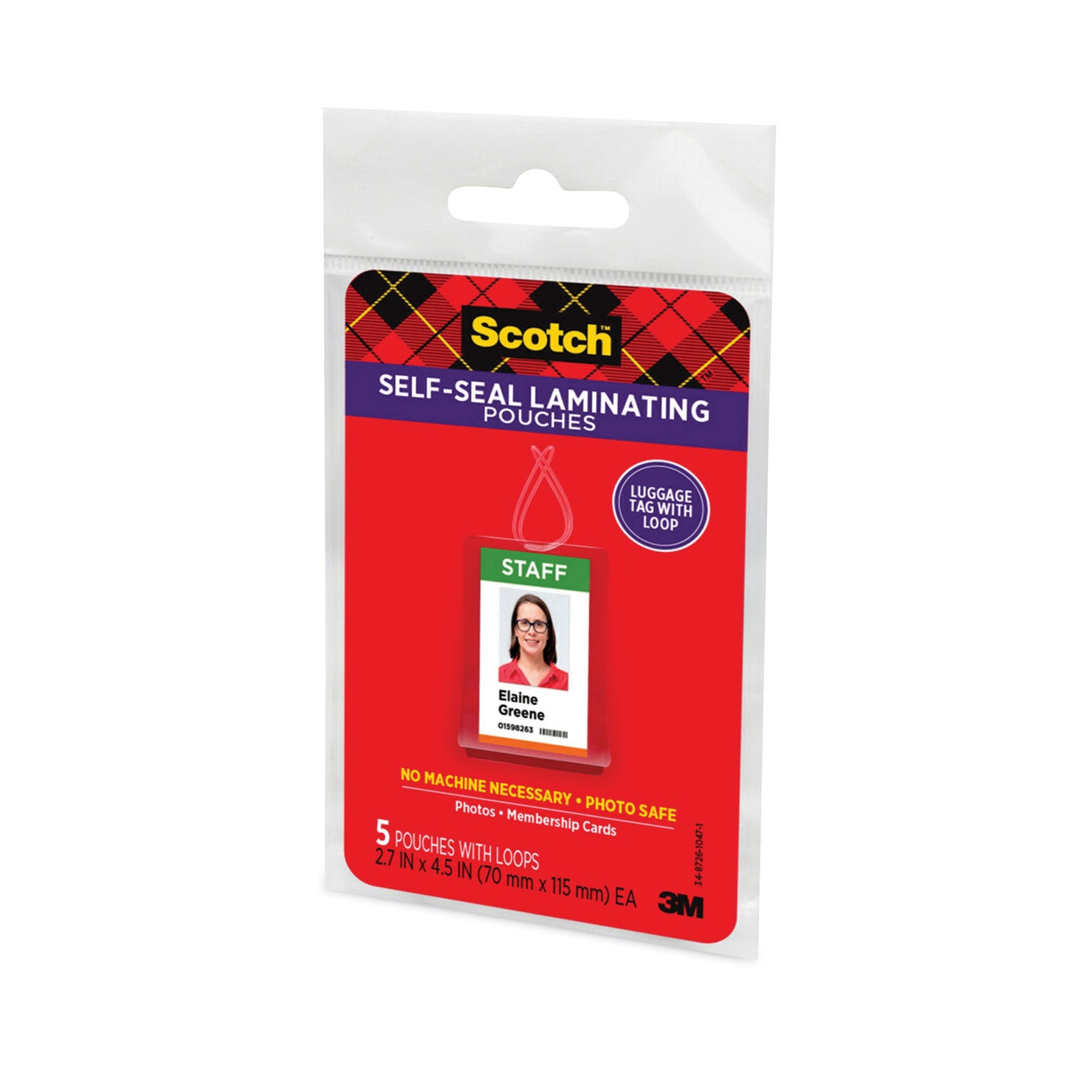 Laminating Pouch/Sheet Size: 2.70" Width x 4.50" Length x 12.50 mil Thickness - Thick Gloss - for Luggage Tag, Lists, Photo, Coupon, Punch Card - Acid-free, Double Sided, Self-sealing, Photo-safe - Clear - 5 / Pack