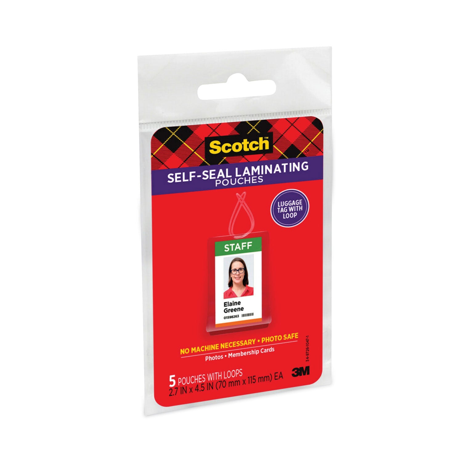 Laminating Pouch/Sheet Size: 2.70" Width x 4.50" Length x 12.50 mil Thickness - Thick Gloss - for Luggage Tag, Lists, Photo, Coupon, Punch Card - Acid-free, Double Sided, Self-sealing, Photo-safe - Clear - 5 / Pack