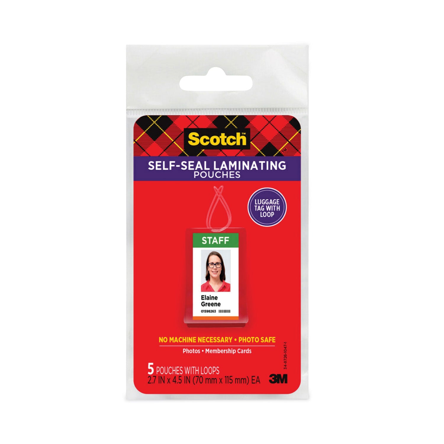 Laminating Pouch/Sheet Size: 2.70" Width x 4.50" Length x 12.50 mil Thickness - Thick Gloss - for Luggage Tag, Lists, Photo, Coupon, Punch Card - Acid-free, Double Sided, Self-sealing, Photo-safe - Clear - 5 / Pack